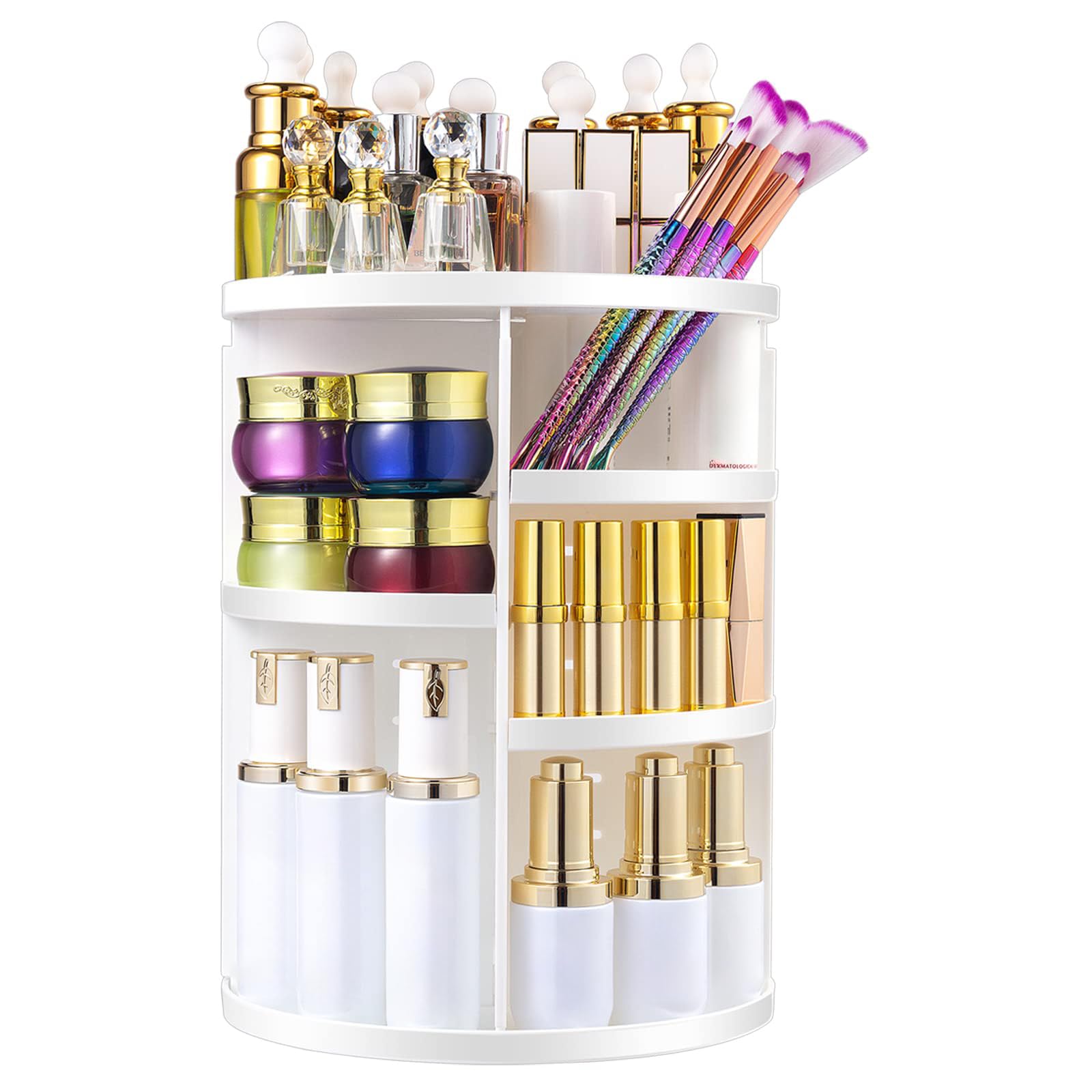 Makeup Organizer, 360 Rotating Cosmetic Organizer,DIY Adjustable Makeup Carousel Spinning Holder Rack, Large Capacity Cosmetic S