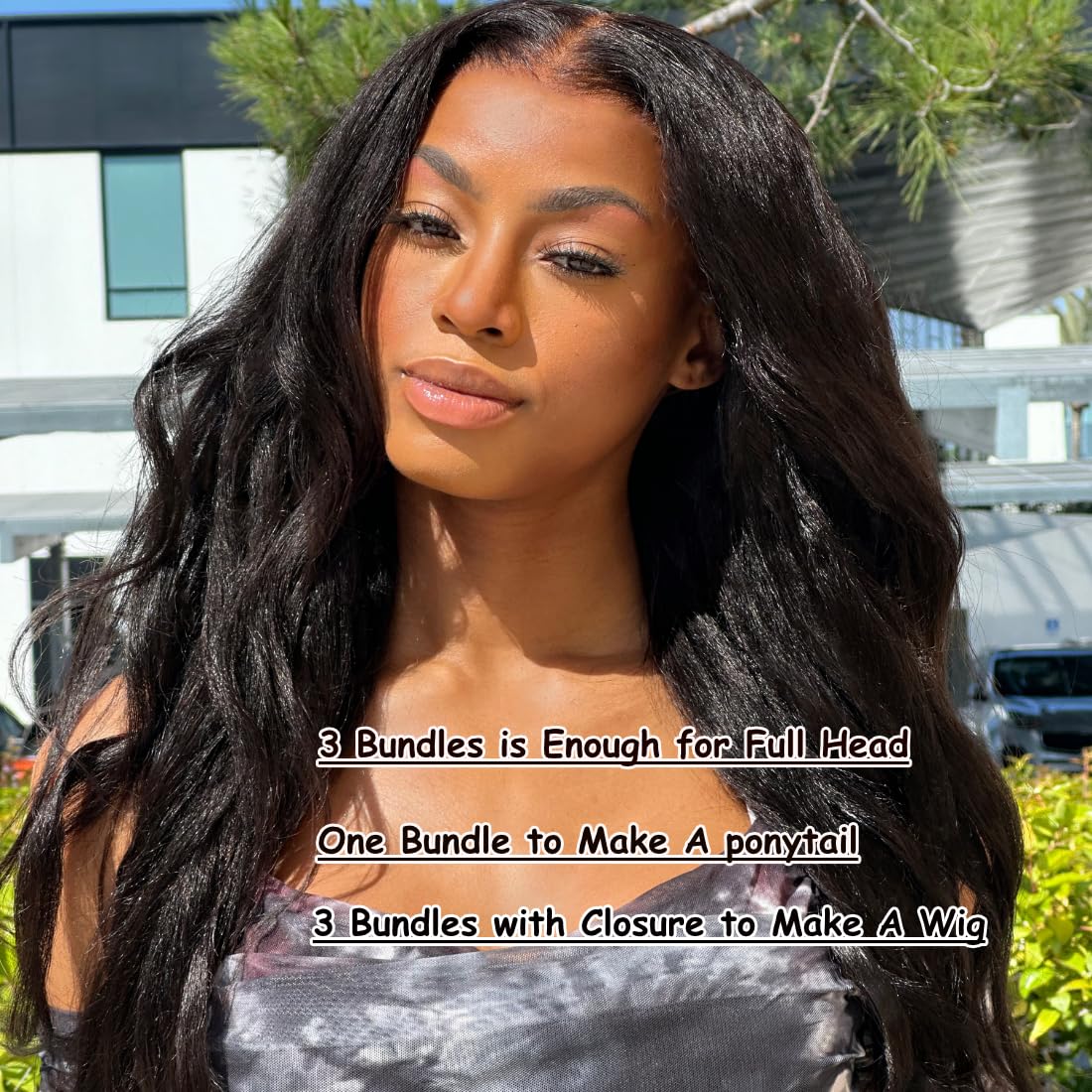UNice Yaki Kinky Straight Human Hair Weave 3 Bundles 100% Unprocessed Mongolian Virgin Human Hair Weft Sew in Human Hair Extensi
