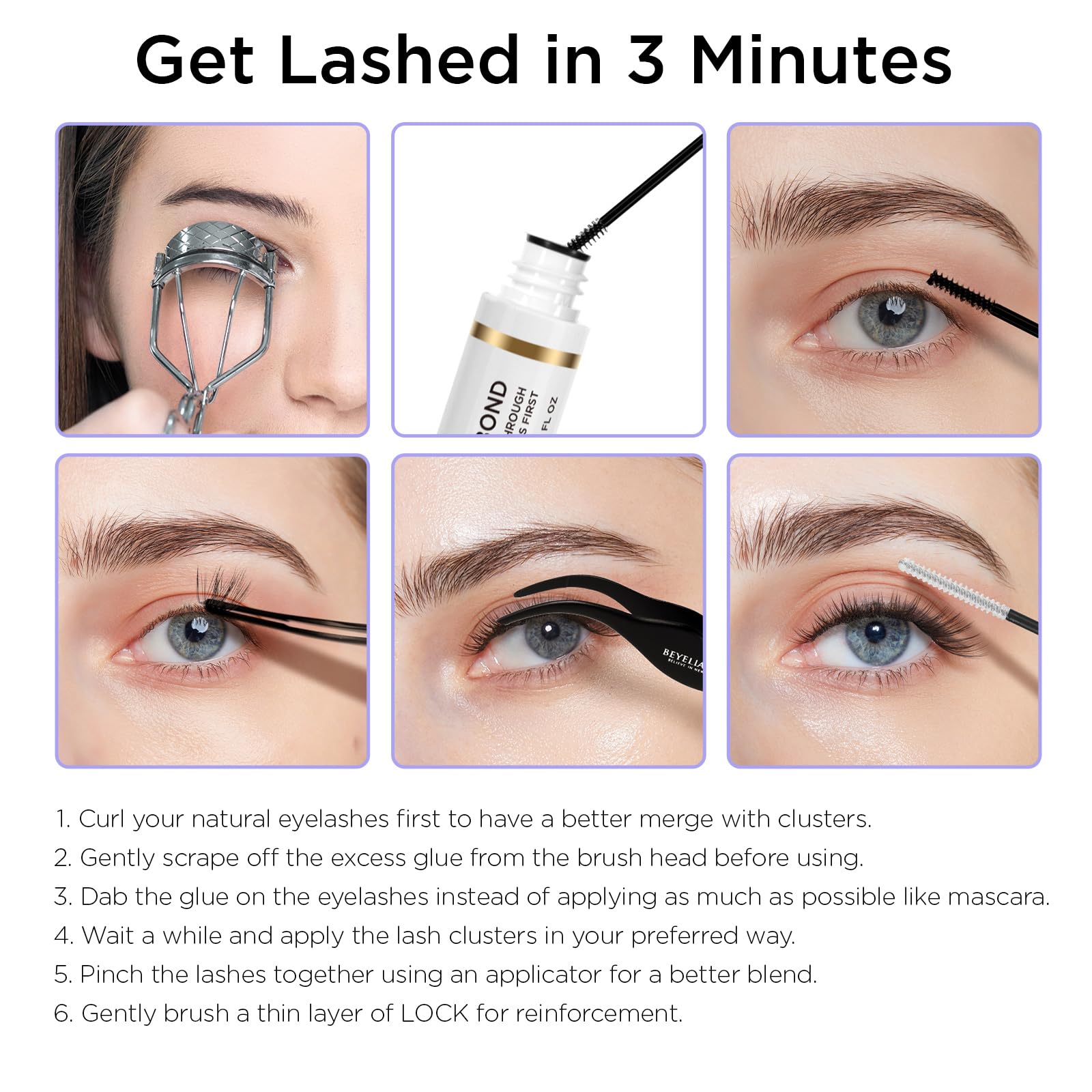 BEYELIAN Lash Bond and Seal, Cluster Lash Glue for Individual Cluster Lashes DIY Eyelash Extensions Latex Free Aftercare Sealant