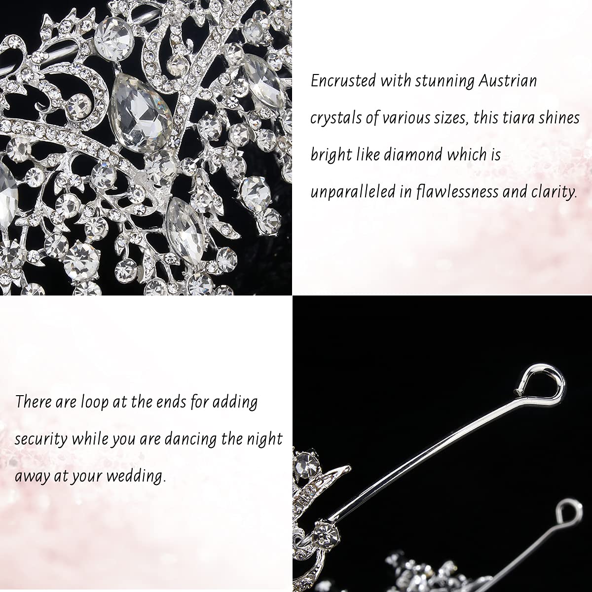 Tobatoba Silver Wedding Crystal Tiaras And Crowns For Women, Bride Royal Queen Headband Princess Quinceanera Headpieces For Birt