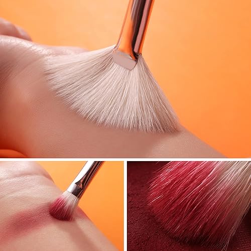 Beili Makeup Brushes 20Pcs Makeup Brush Set Natural Goat Hair Premium Synthetic Kabuki Foundation Face Powder Fan Contour Concea