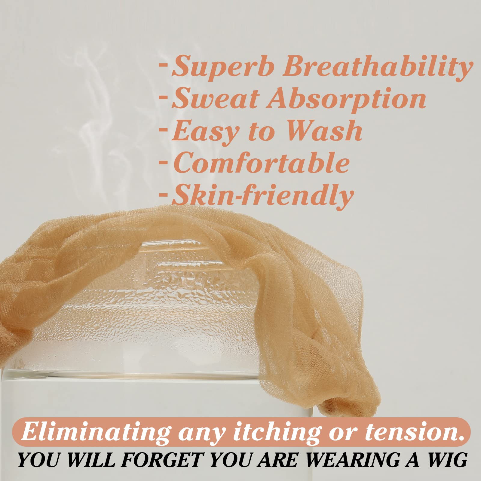 Beeos Skinlike Hd Wig Cap, 4 Pieces Invisible And Sheer Breathable Ultra-Thin Stretchy Stocking Caps For Lace Front Wigs, Bald C