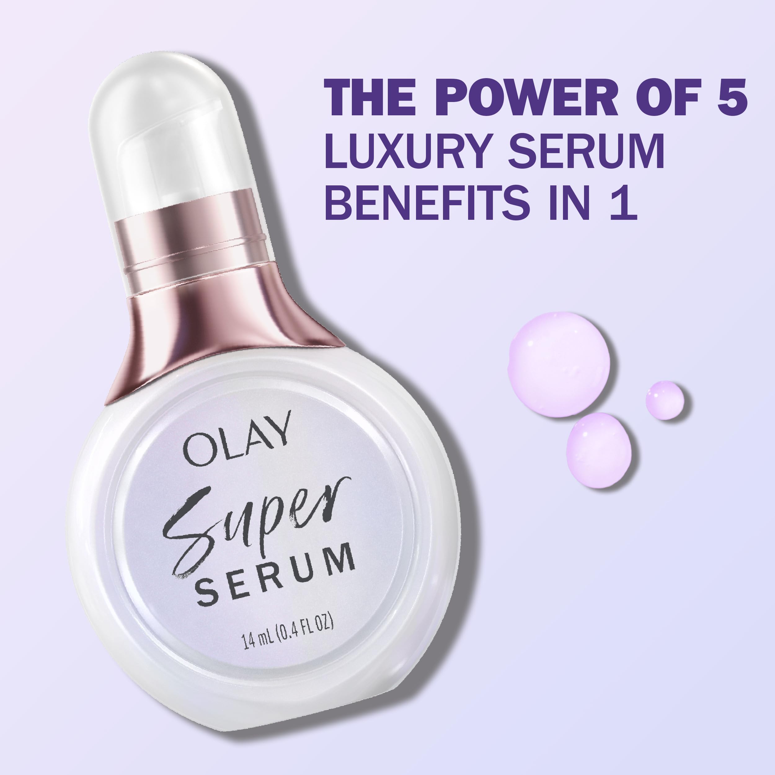 Olay Super Serum Trial Size 5-In-1 Lightweight Resurfacing Face Serum, 0.4 Fl Oz, Smoothing Skin Care Treatment With Niacinamide