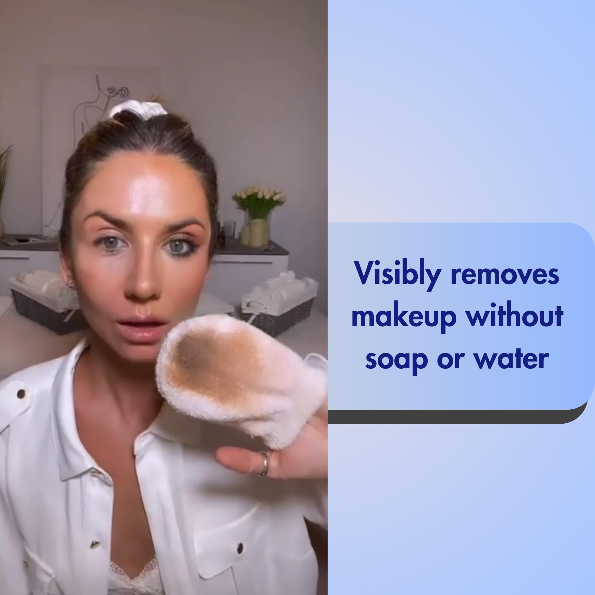 Microdermamitt Reusable Microfiber Makeup Remover & Face Cleaning Cloth Mitt - Wipe Off Makeup With Just Water! - Erases Waterpr