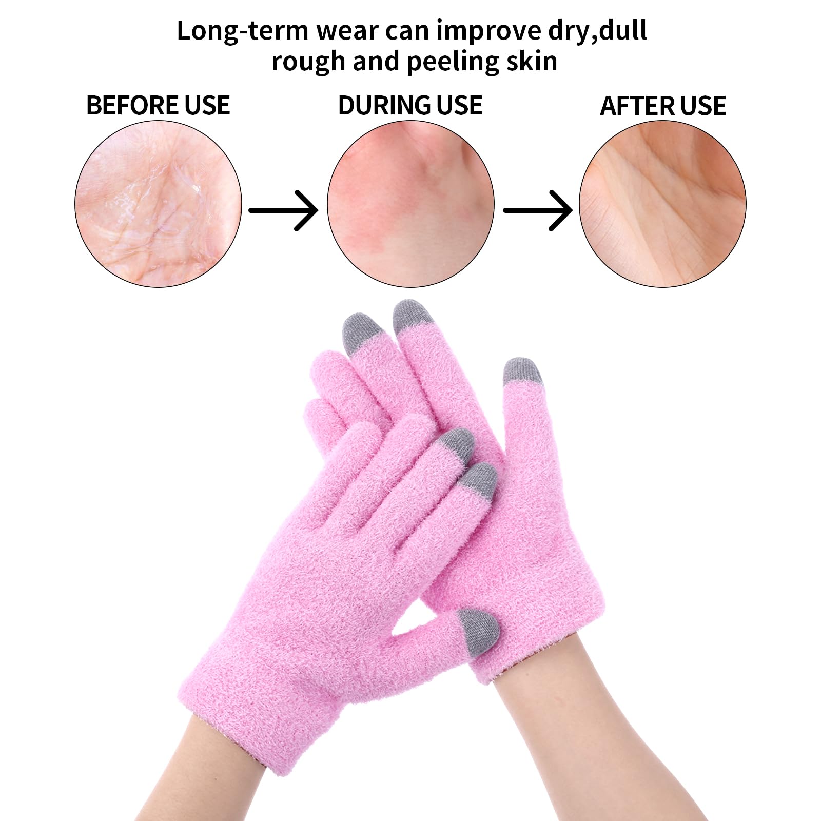 Moisturizing Gloves For Dry Hands Cotton Gloves For Eczema With Good Lining Touchscreen Fingertips Overnight Spa Gloves For Wome