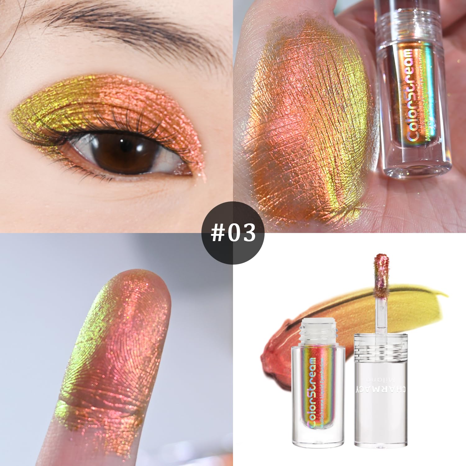 CHARMACY Liquid Chameleon Eyeshadow, Intense Color Shifting, Highly Pigment, Long-lasting With No Crease, Multichrome Eyeshadow