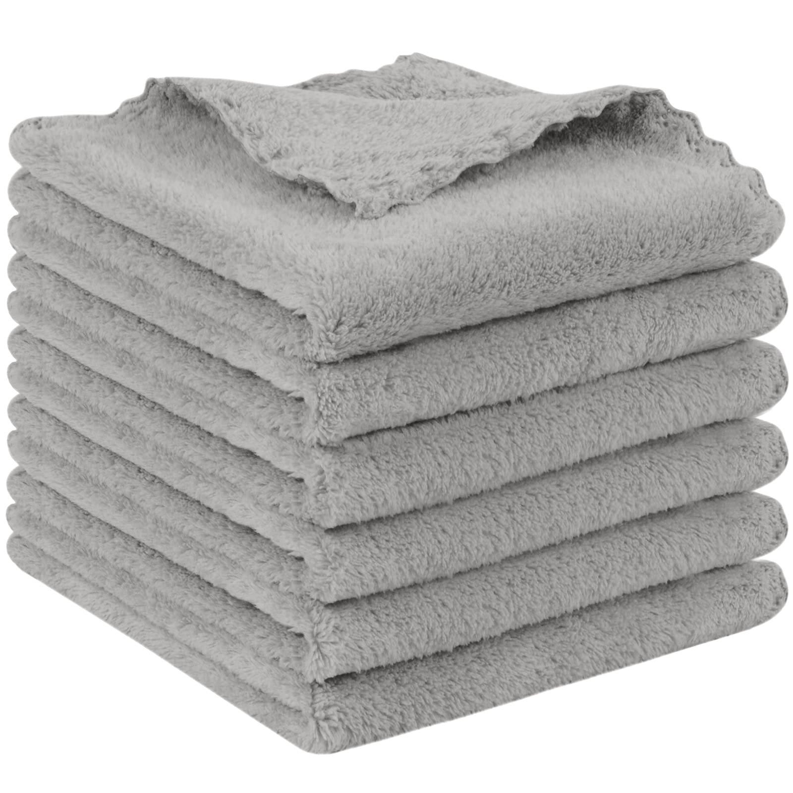 SUNLAND Microfiber Face Cloth Reusable Makeup Remover Facial Cleansing Towel Ultra Soft Face Washcloth 12inchx12inch 6 Pack Grey