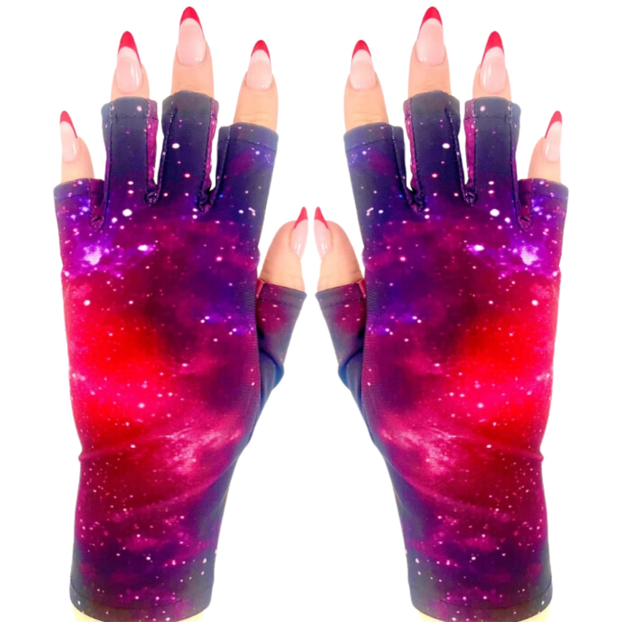 ManiGlovz UV Light Protective Nail Gloves | Gel Manicure and Anti UV Fingerless Gloves | Spaced Out Print
