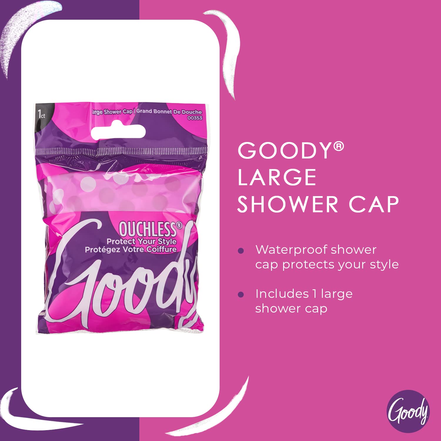 Goody Styling Essentials Shower Cap, 1 Count - Protect Your Hairstyle While Remaining Comfortable - Made With Durable And Waterp