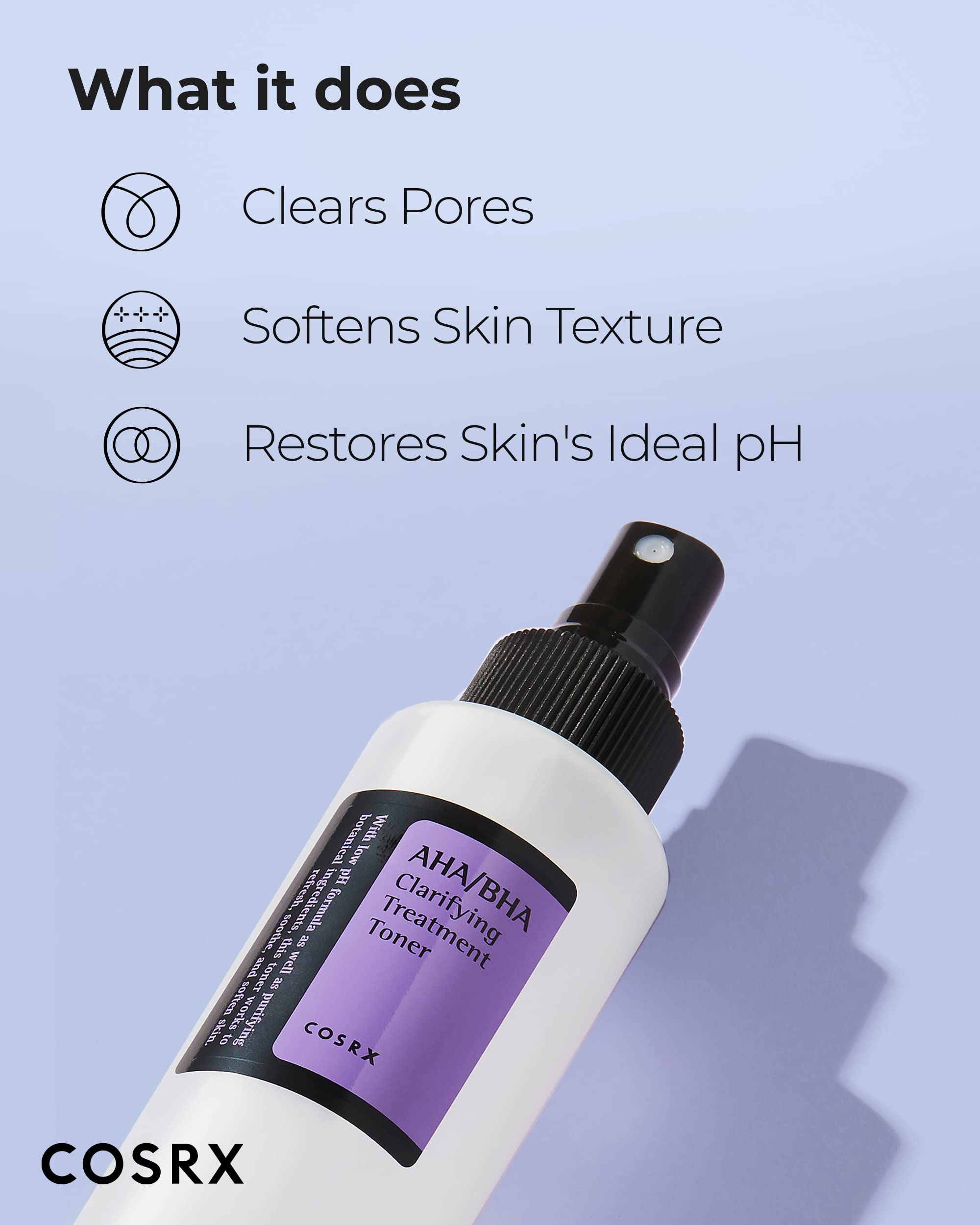 Cosrx Aha/Bha Treatment Toner 5.07 Fl.Oz/ 150Ml, Facial Exfoliating Spray For Whiteheads, Pores, & Uneven Skin, Korean Toner, No