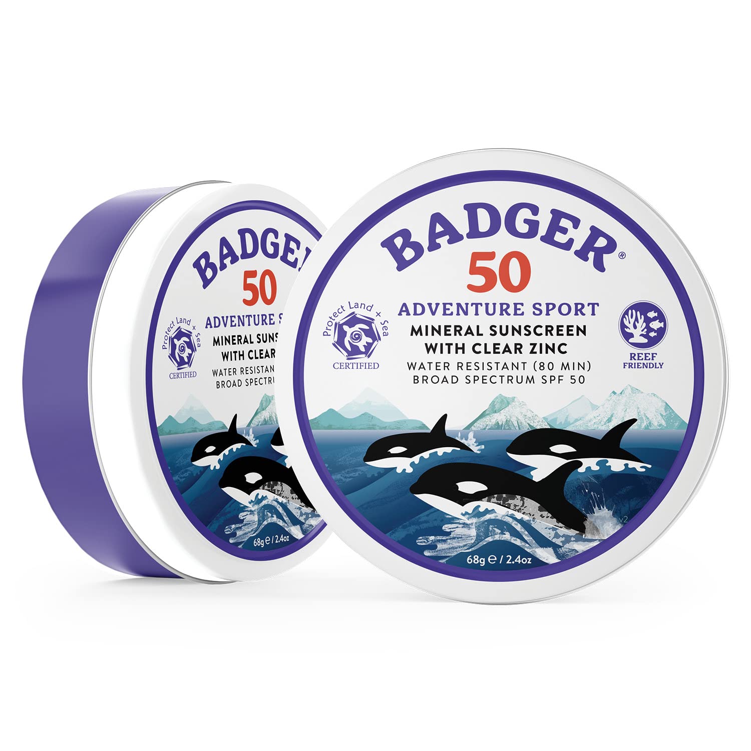 Badger Biodegradable Sunscreen In Metal Tin, Spf 50 Zinc Oxide Sunscreen With 98% Organic Ingredients, Reef Safe, Broad Spectrum