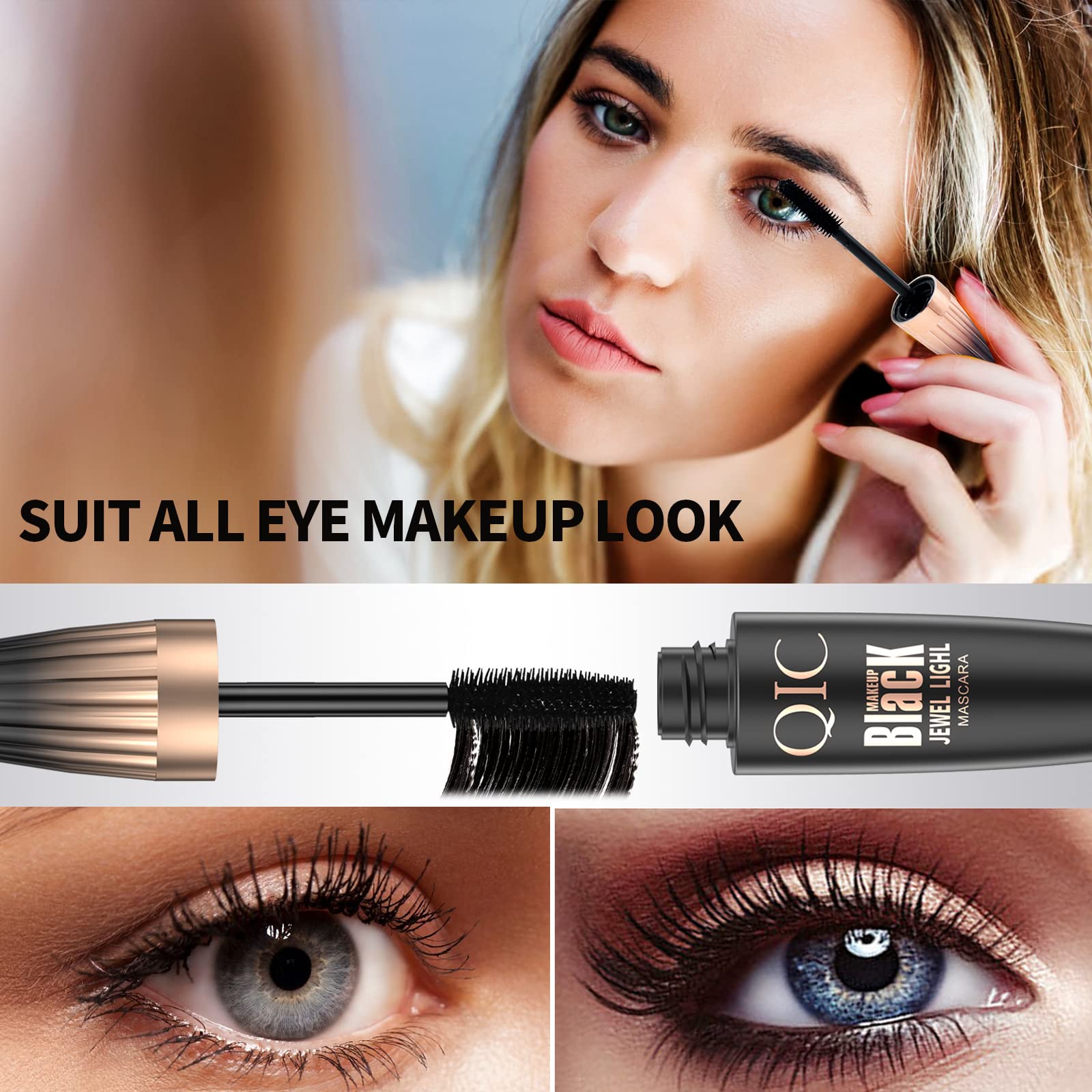 4D Silk Fiber Lash Mascara Waterproof Long Lasting Lengthening Mascara Black Volume And Length Natural Mascara Smudge Proof Masc