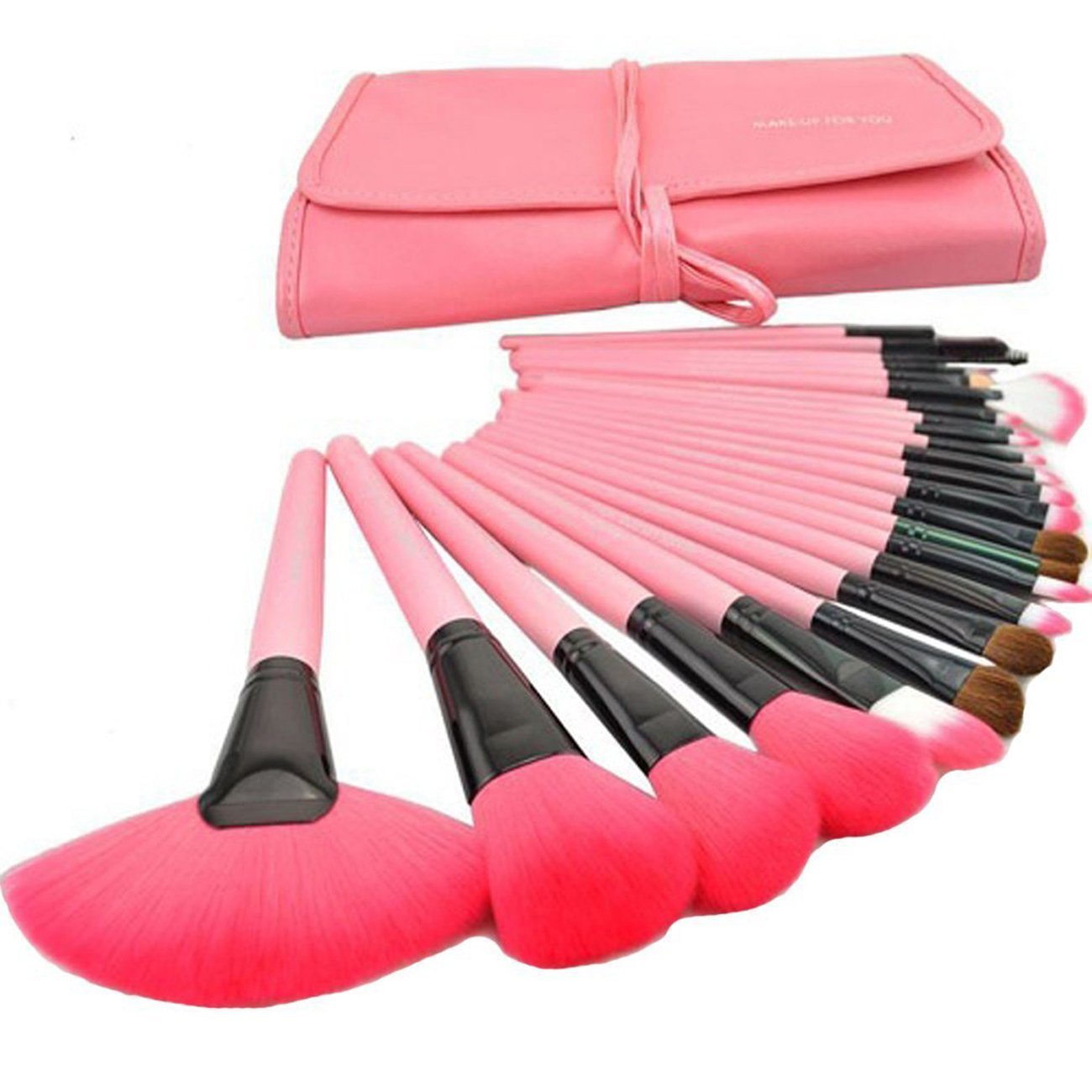 Khelni Professional Makeup Brush Set With Travel Case, Pink (Set Of 24)