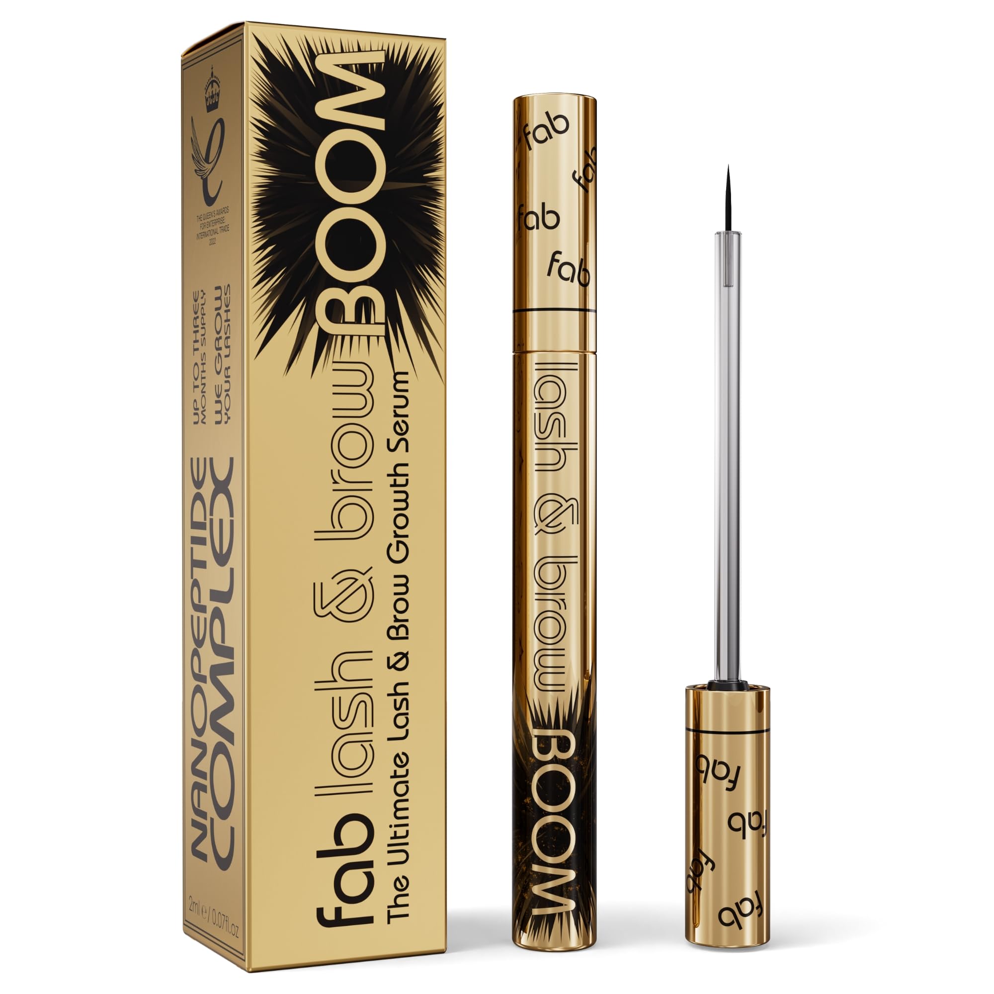 Fab Lash and Brow Boom - The Ultimate Lash and Brow Growth Serum - Lash Serum for Thicker, Longer & Fuller Lashes and Brows - In
