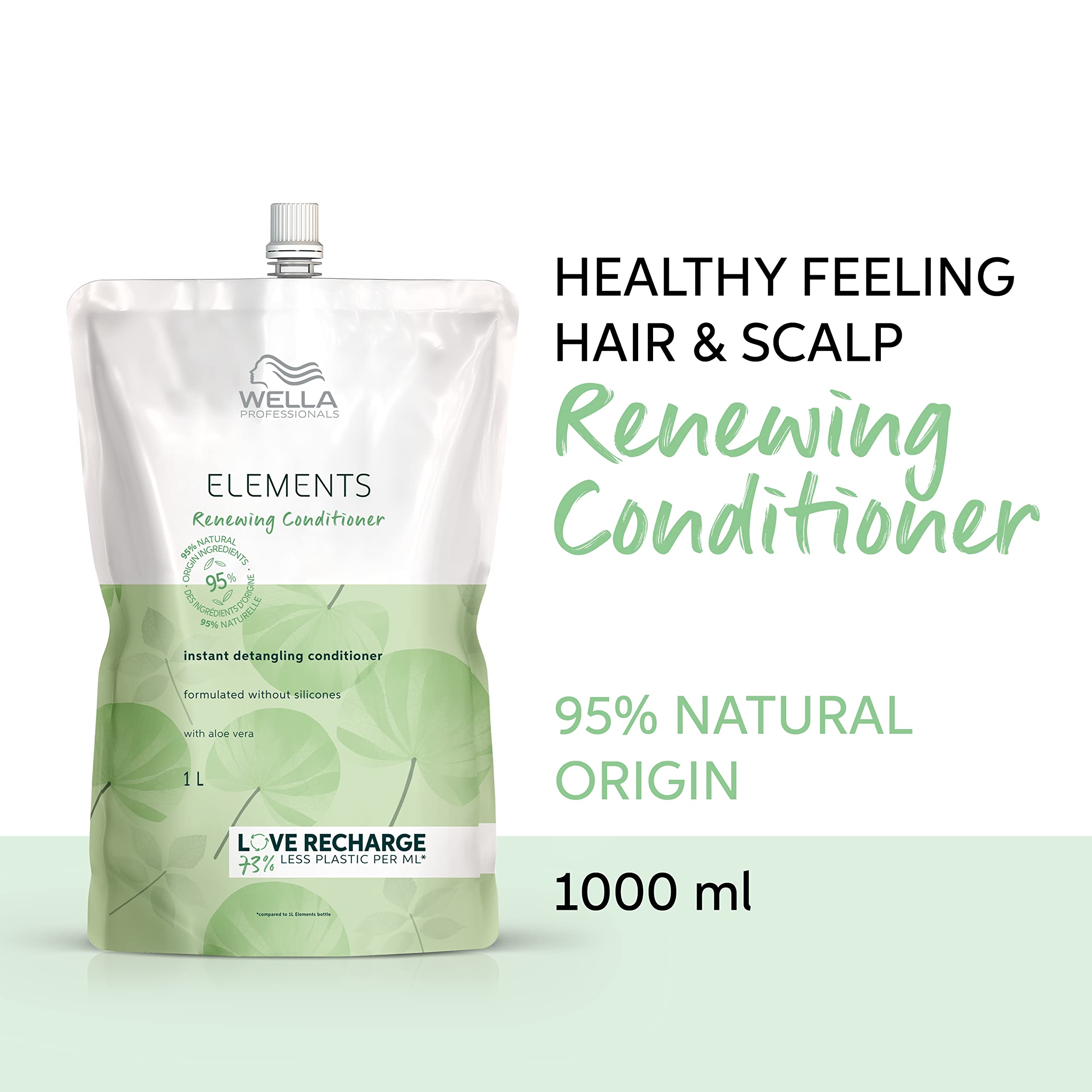 Wella Professionals Elements Gentle Renewing Conditioner, Gentle, Silicone Free, Instant Detangling Conditioner, 1 Liter Pouch