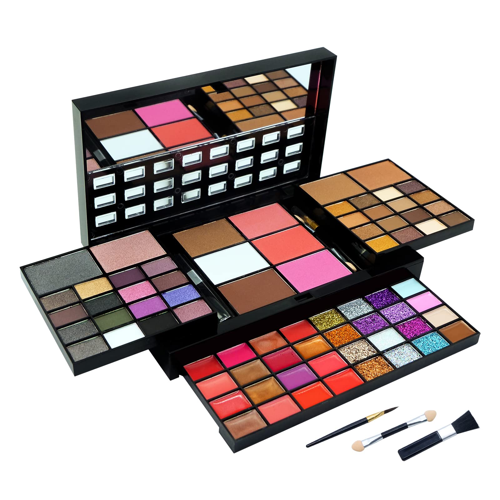 Makeup Kit For Women Full Kit - 74 Colors Makeup Sets - 36 Eyeshadow, 28 Lip Gloss, 3 Contour Powder, 3 Brushes, 3 Blusher, 4 Co