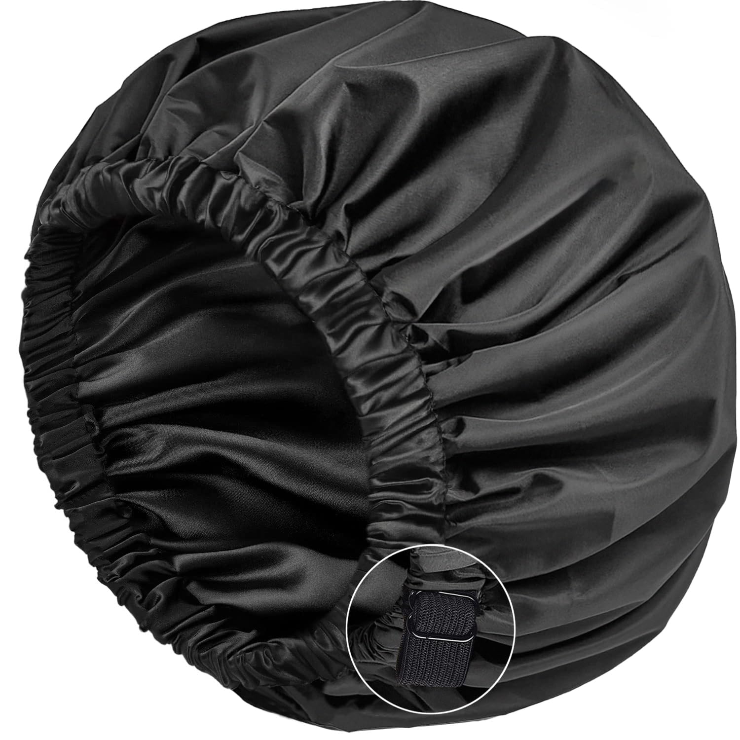 Shower Cap,Real Silk Shower Cap For Women,Luxury,Reusable-Double Layer,Waterproof,Washable & Adjustable Size,Large Lined Shower