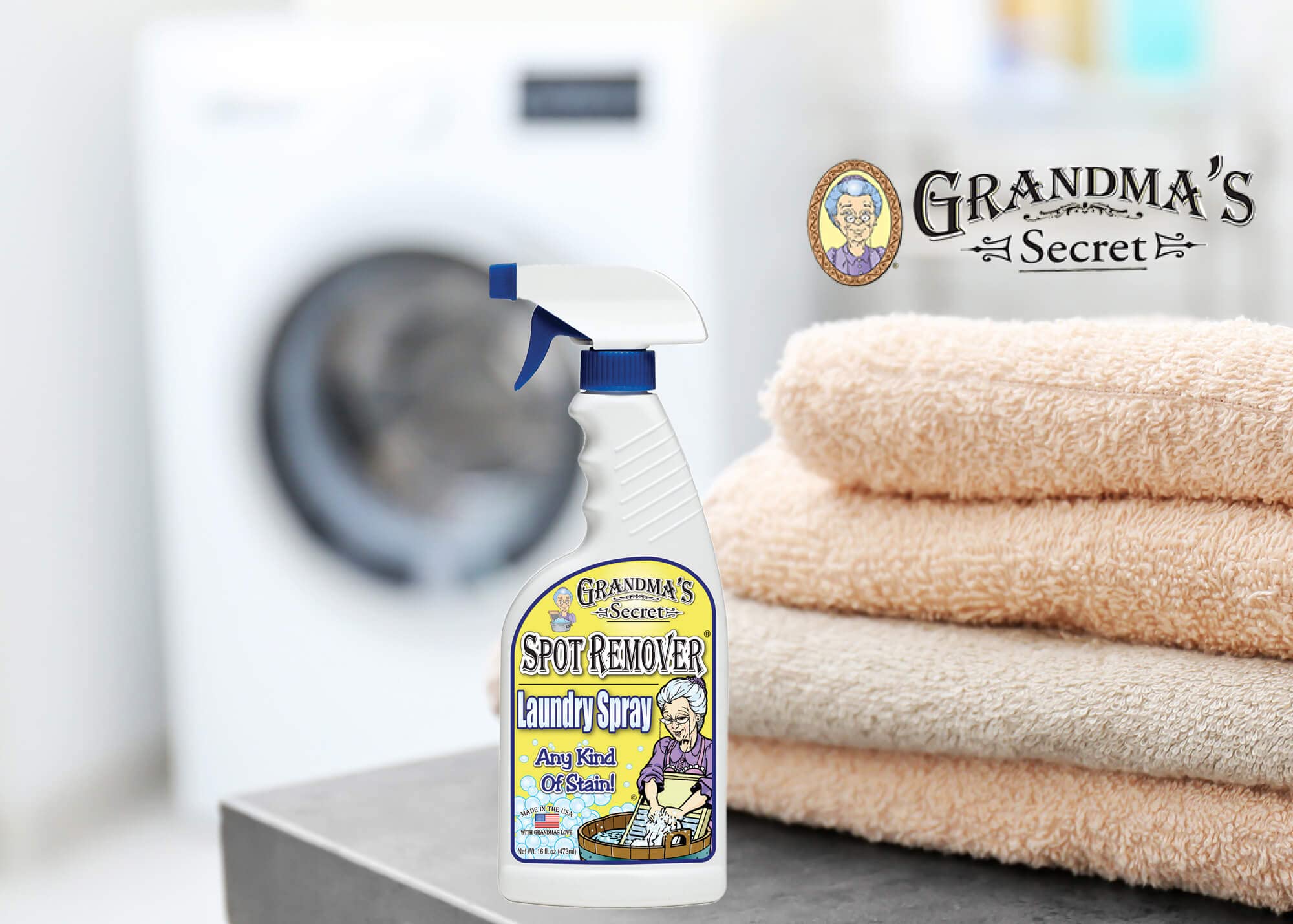 Grandma's Secret Stain Remover - Chlorine-Free, 16 oz Spray Bottle, 2 Pack - Removes Oil, Paint, Blood & Pet Stains