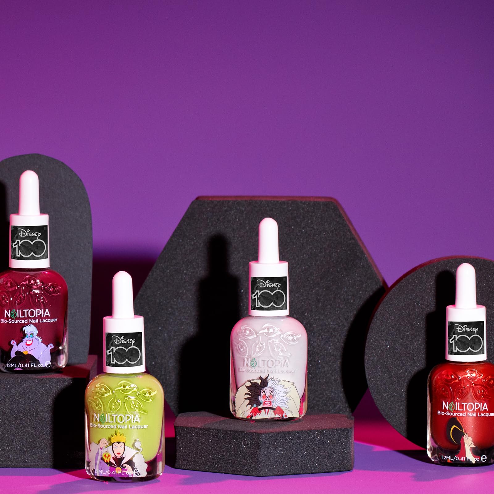 Nailtopia Bio-Sourced Chip Free Nail Lacquer Disney Collection, Cruella, 0.41 Oz - All Natural - Vegan - Strengthening - Quick-D