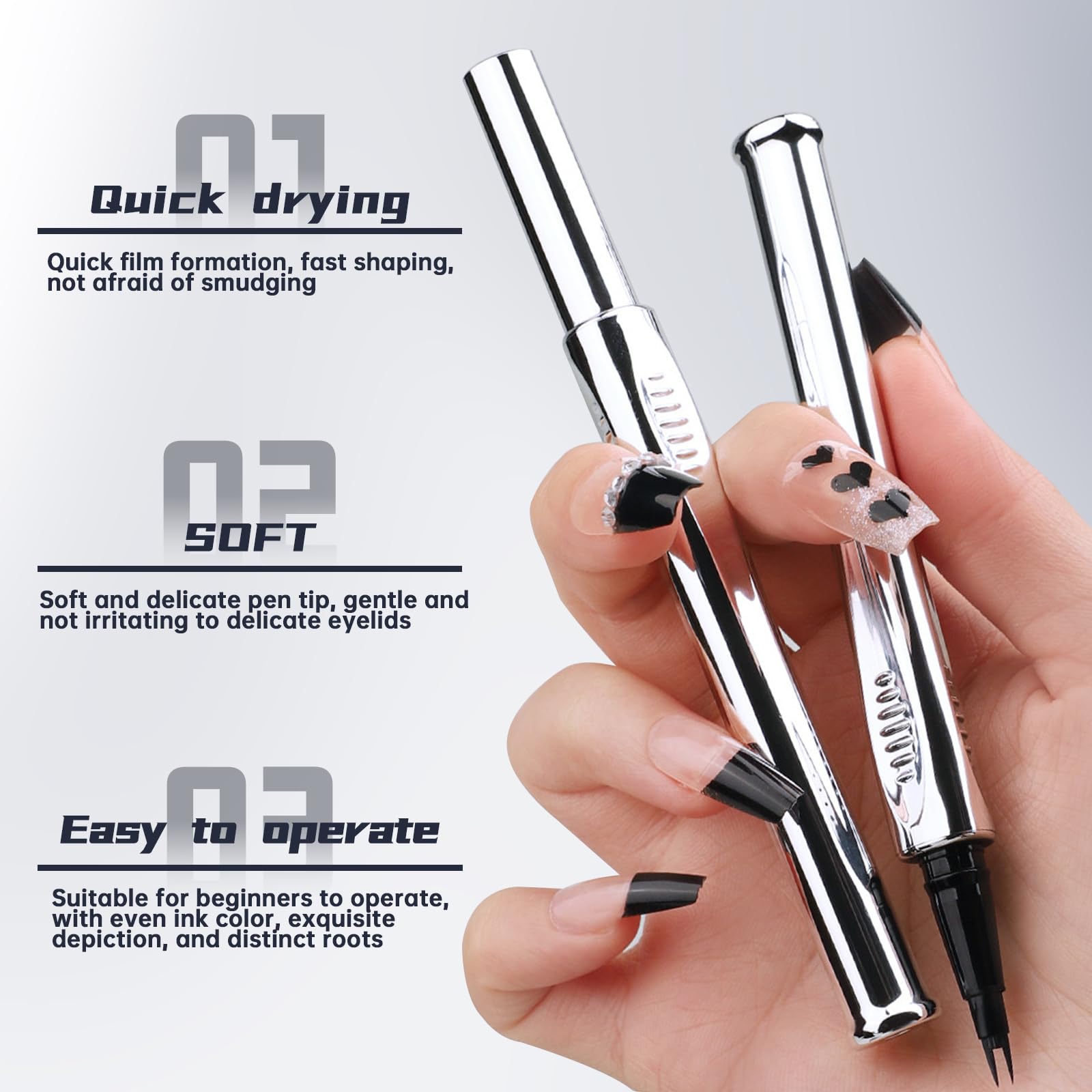 Hosaily Microblading Eyebrow&Lower Eyelash Pen With Two Micro-Fork Tipped Waterproof Long Lasting Smudge Proof Magical Upgraded