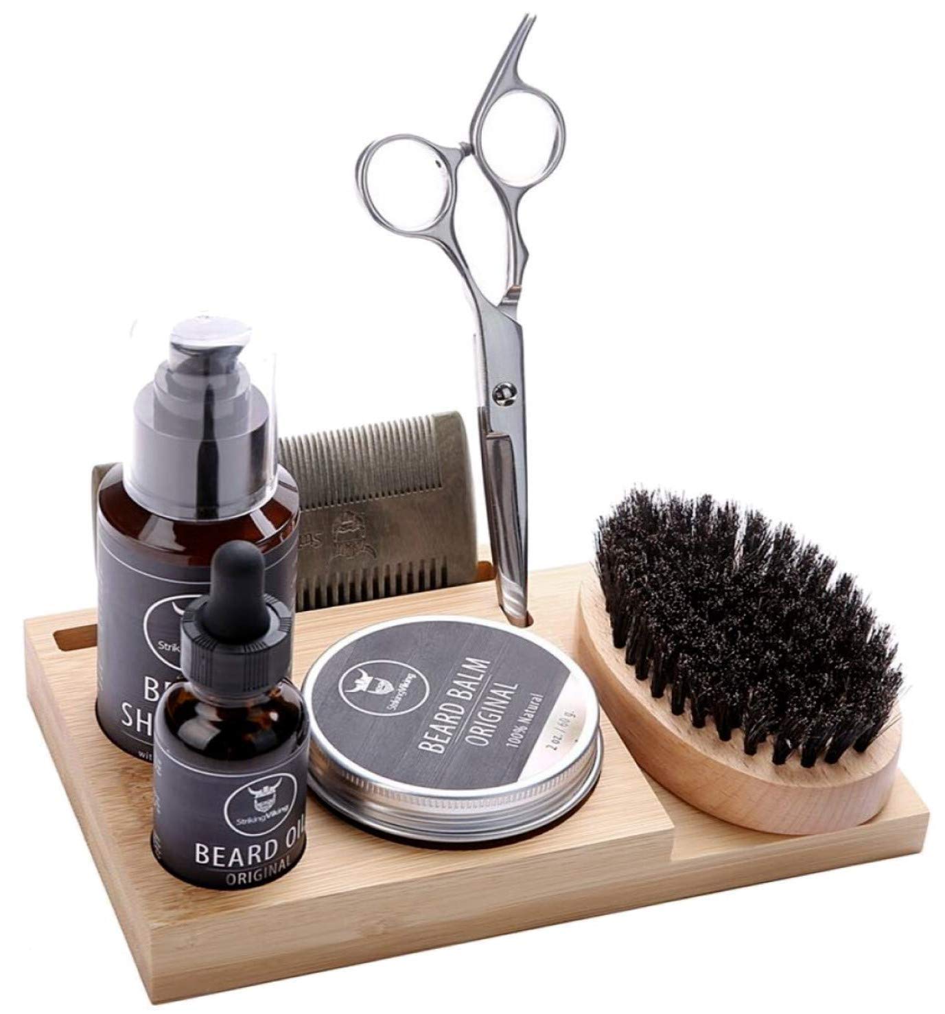 Striking Viking Beard Caddy - Countertop Bathroom Organizer for Beard Oil, Balm, Wash, Comb, Brush & Scissors (1pc)