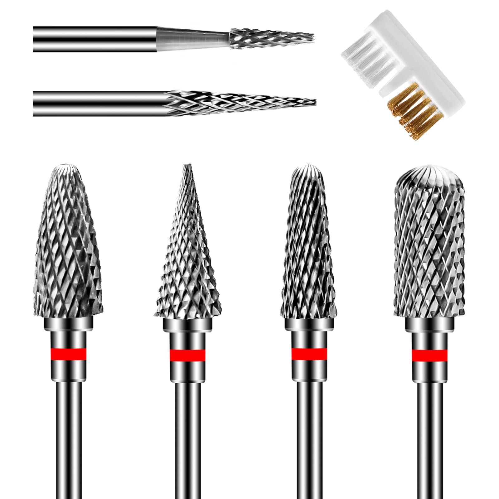 Diesisa 6 Pack Nail Drill Bits for Acrylic Nails, 3/32'''' Shank Drill Bits for Nails, Professional Electric Cuticle Bit for Nai