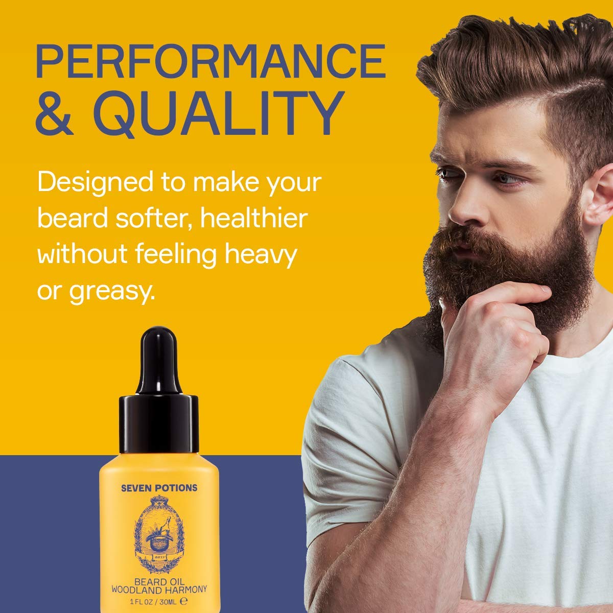Seven Potions Beard Oil 1 Fl Oz Sweet And Woody Scented Beard Softener. Stops Beard Itch. Natural, Vegan, Beard Conditioning Oil