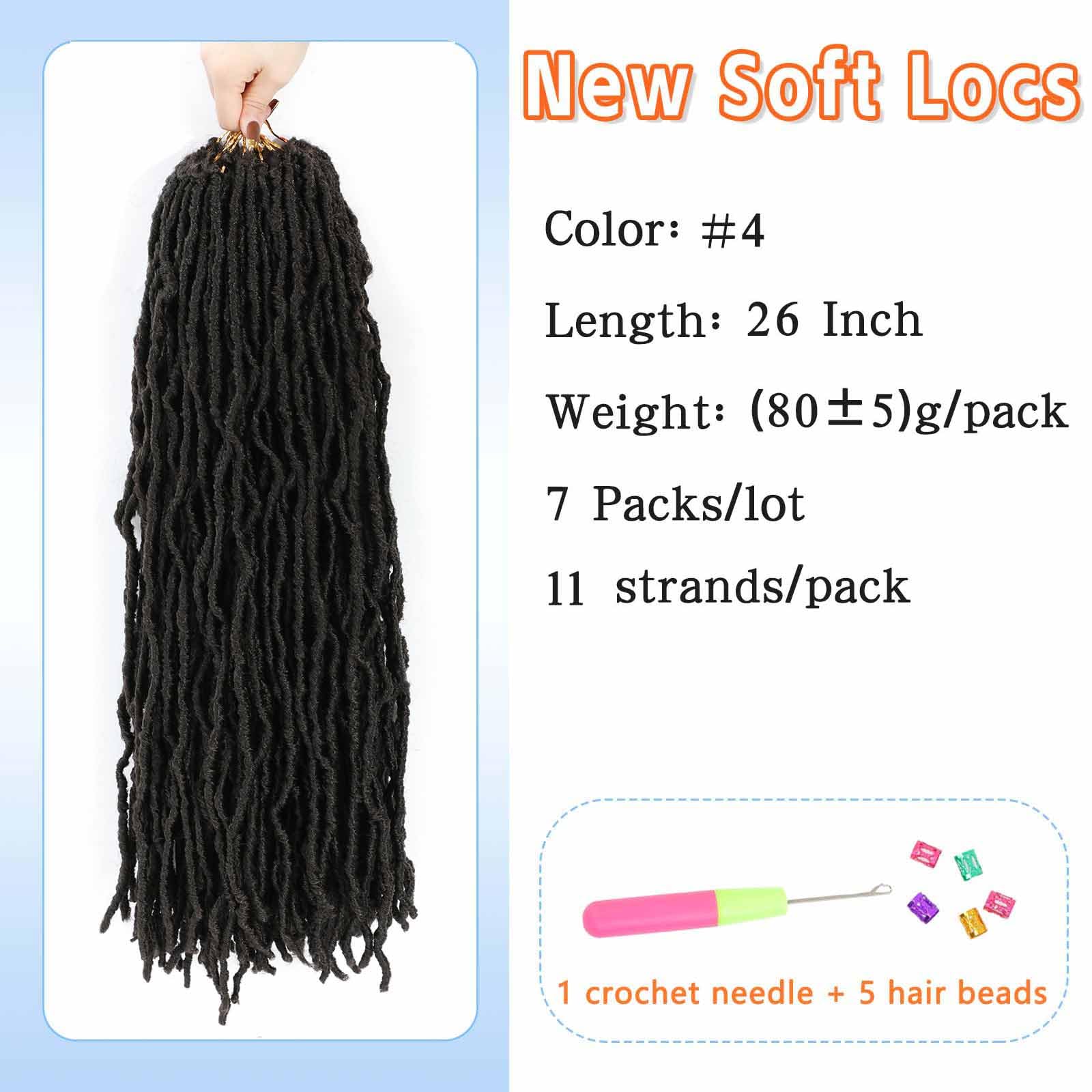 Faux Locs 26 Inch 7 Packs Soft Locs Crochet Hair Pre Looped Faux Locs Crochet Hair Curly Butterfly Hair Extensions For Women(4#,