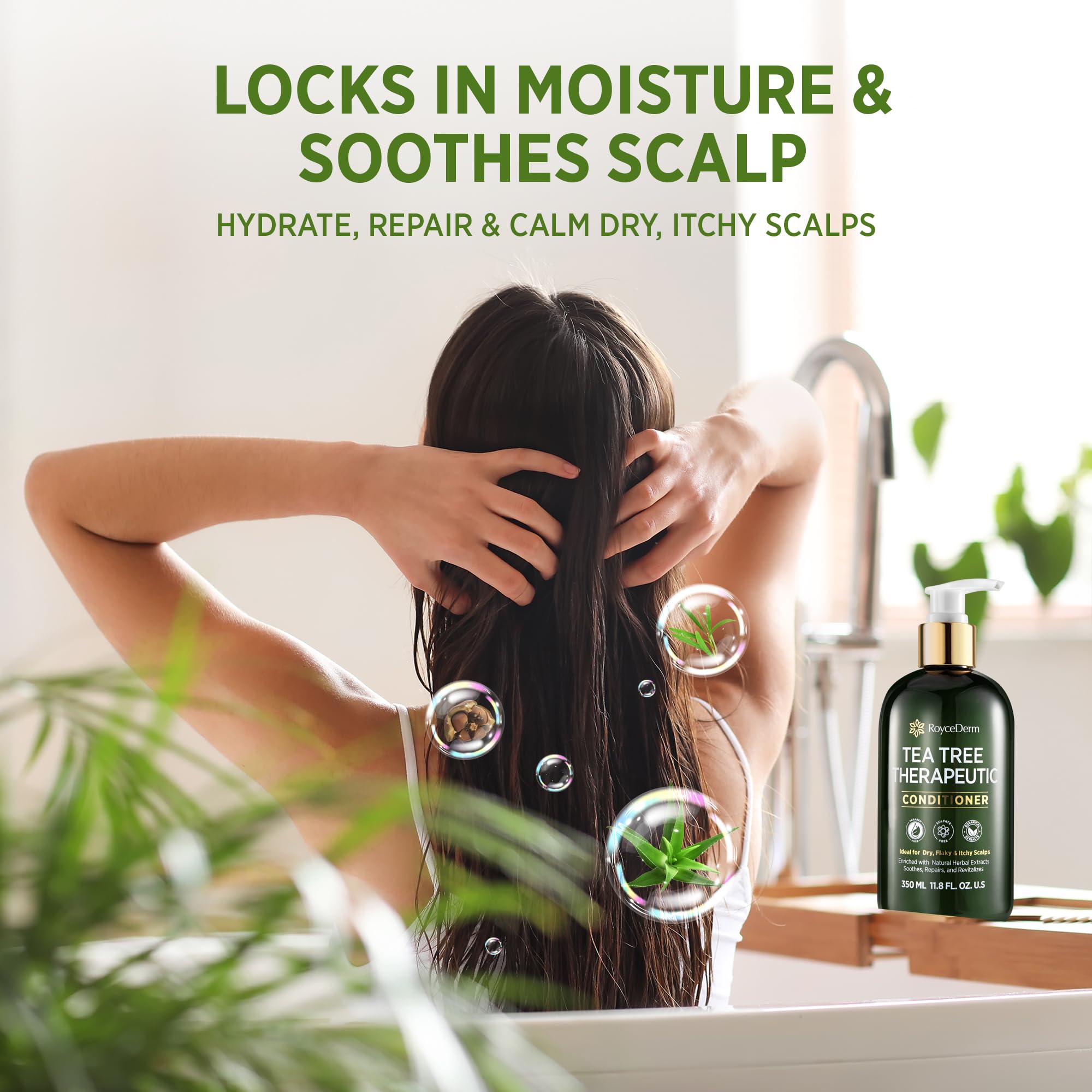 Roycederm Tea Tree Therapeutic Conditioner: Hydrating Conditioner For Itchy, Flaky Scalp - Soothing Botanical Formula With Tea T