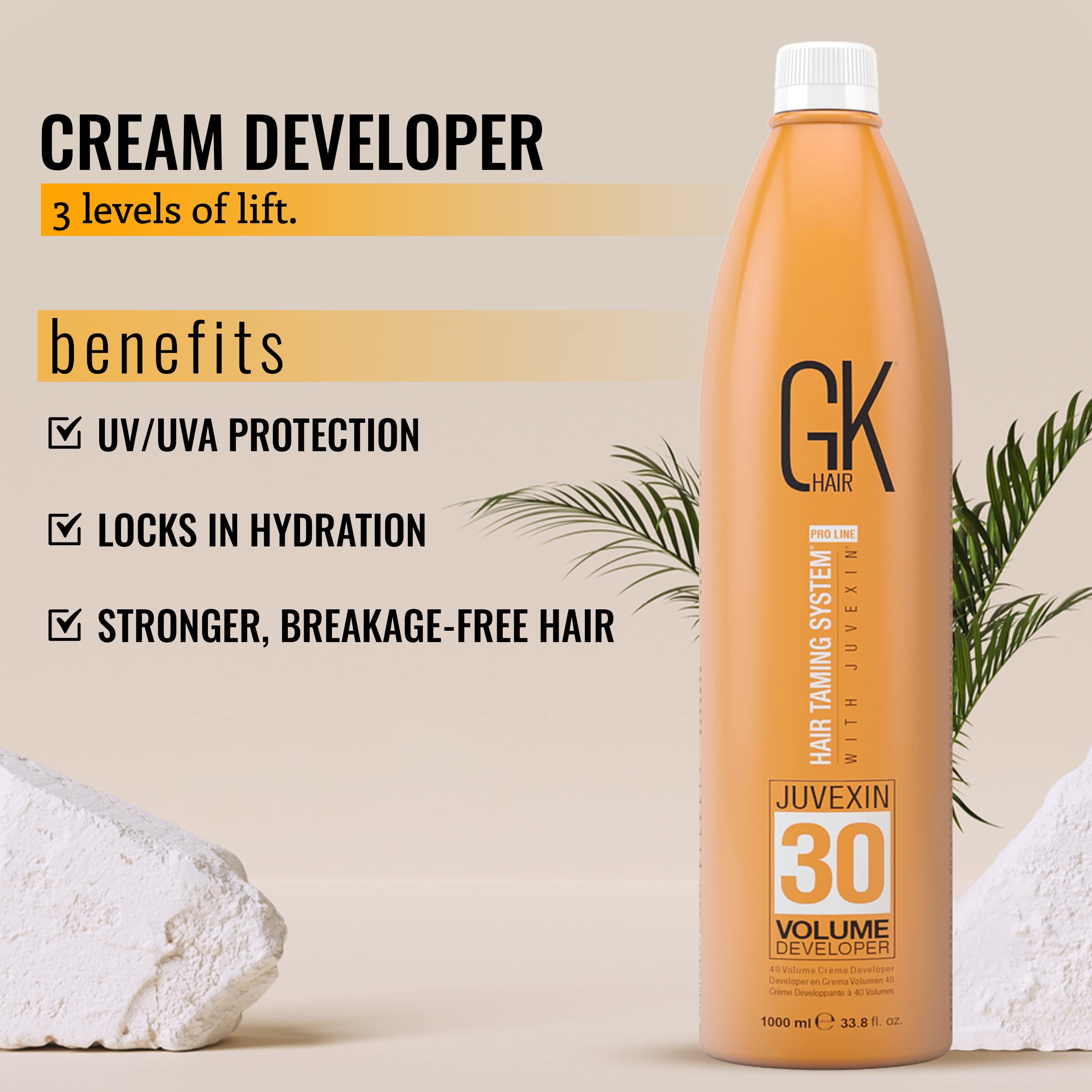 Global Keratin GK HAIR Professional Hair Creme 30 Volume Developer 33.8 Fl Oz for Hair Coloring Bleach - High-Performance Long L