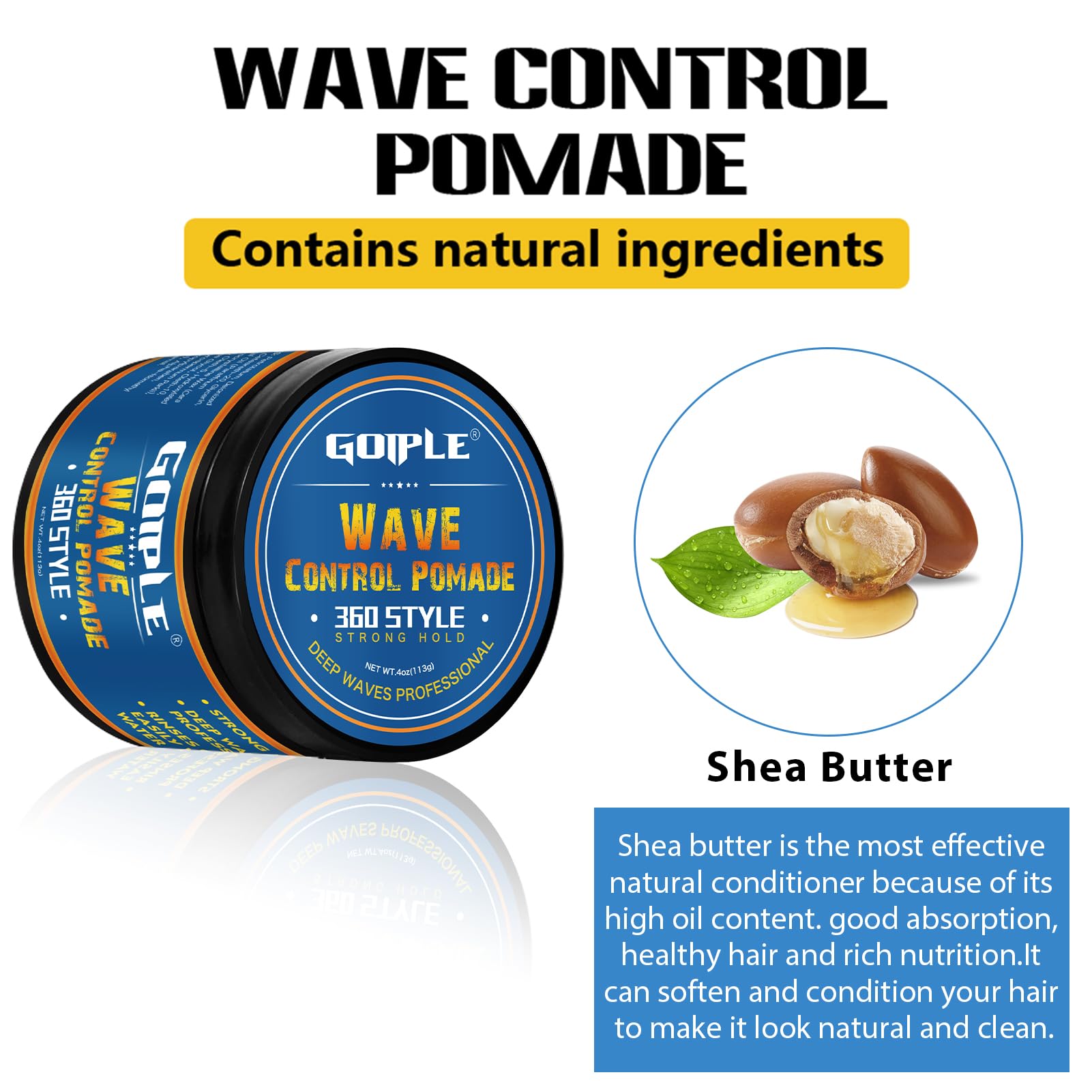 360 Wave Pomade Strong Hold 360 Wave Training Hair Cream, Wave Greasy Wave Butter For Men Pocket Palm Brush Curved Wave Brush Fo