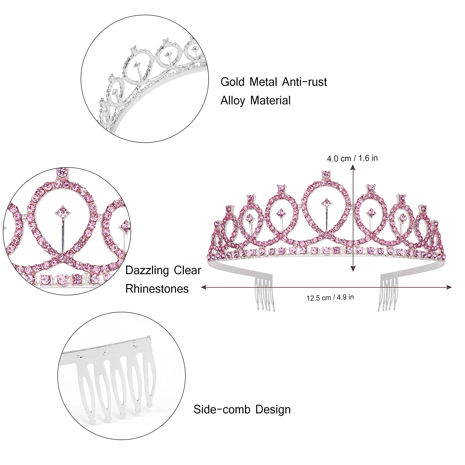 CIEHER Tiaras for Women Birthday,Birthday Crown,Birthday Queen Sash & Rhinestone Tiara Kit,Pink Crown,Princess Elegant Crown wit