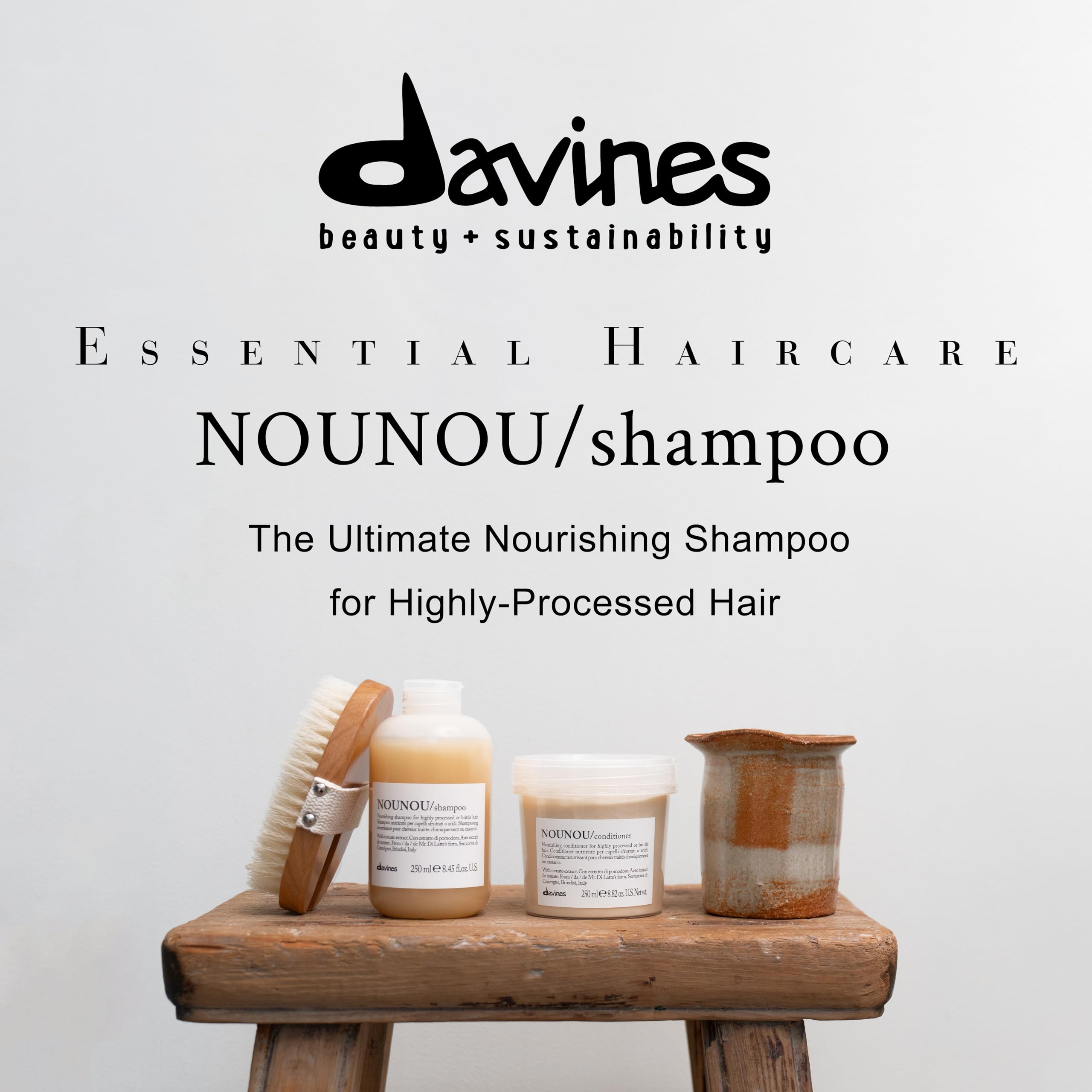 Davines Nounou Shampoo | Hydrating Deep Shampoo For Bleached, Permed, Relaxed, Damaged Hair Or Very Dry Hair | Replenishes Chemi