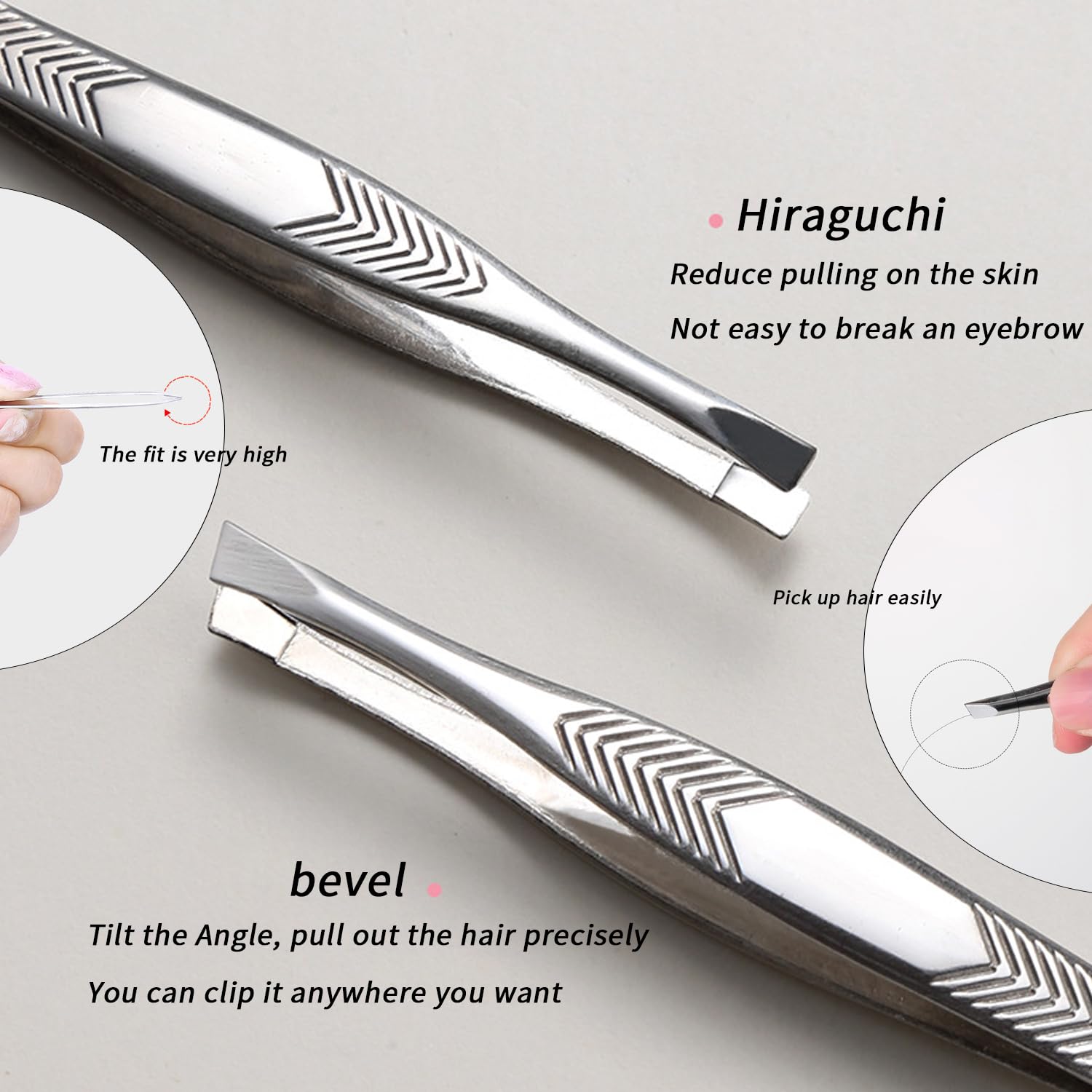 2Pcs Stainless Steel Tweezers For Women Facial Hair
