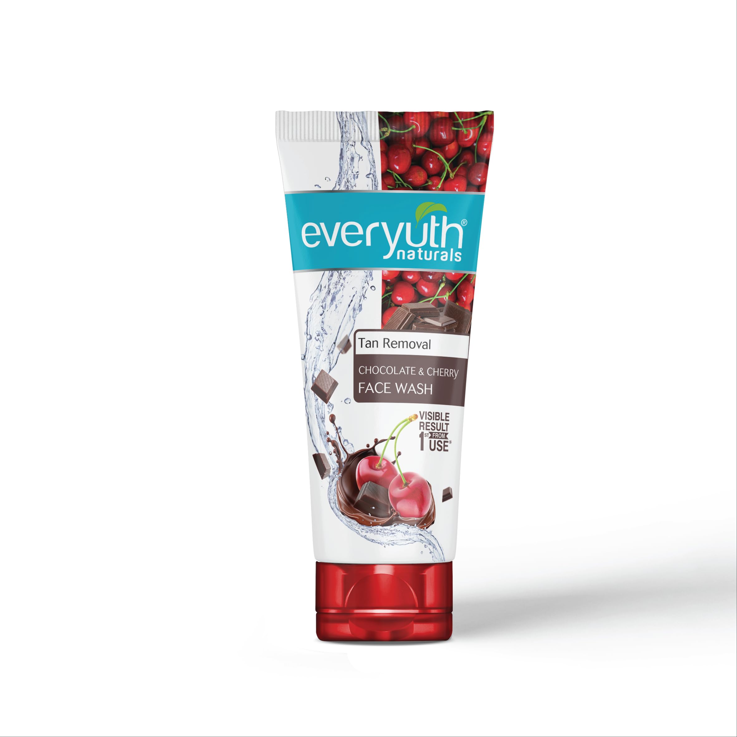Everyuth Naturals Tan Removal Choco Cherry Face Wash, 150G | Choco Cherry Extracts | Visible Results From 1St Use | Deep Cleansi