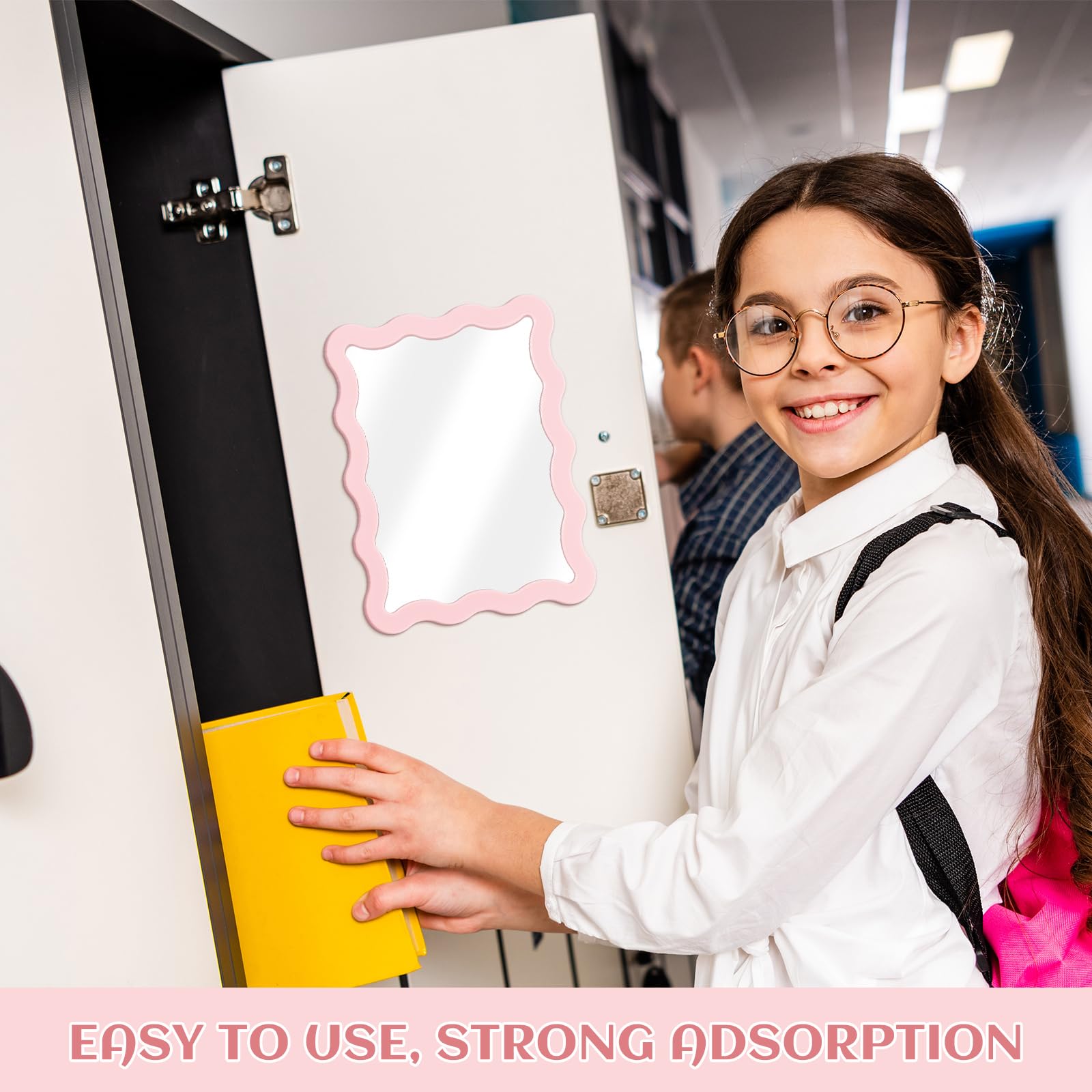 Leinuosen Scalloped Magnetic Locker Mirror 5''x7'' Small Real Glass Ma ...