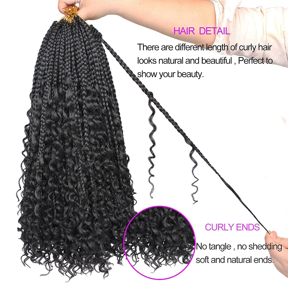 Unionbeauty 18 Inch Boho Box Braids Crochet Hair Goddess Box Braids Crochet Hair With Curly Ends 8 Packs Bohemian Box Braids Cro