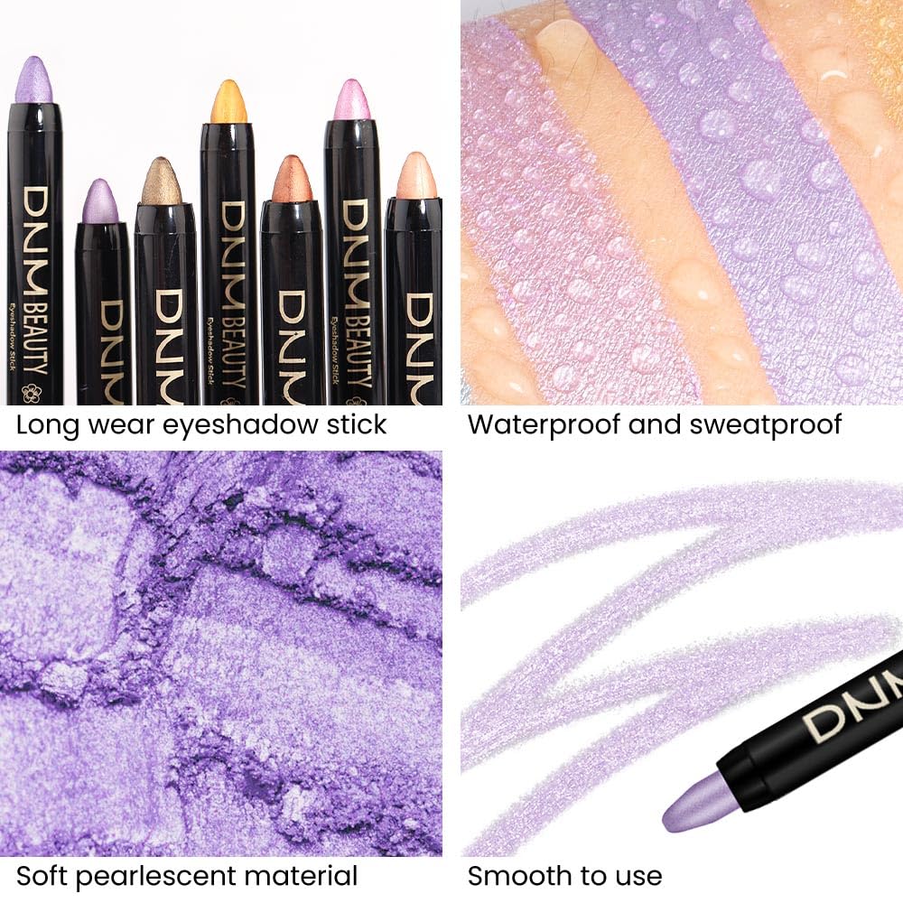 Kaely 2Pcs Cream Eyeshadow Stick Set For Eyes,Light Purple & Vioiet Shimmer Pen,Eye Brightener Halloween Makeup,Sombras Para Ojo