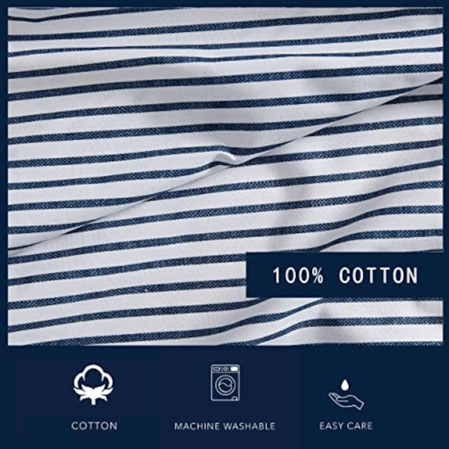 Nautica- Twin Sheet Set, cotton Percale Bedding Set, crisp  cool, Lightweight  Breathable (Harmead Navy, Twin)