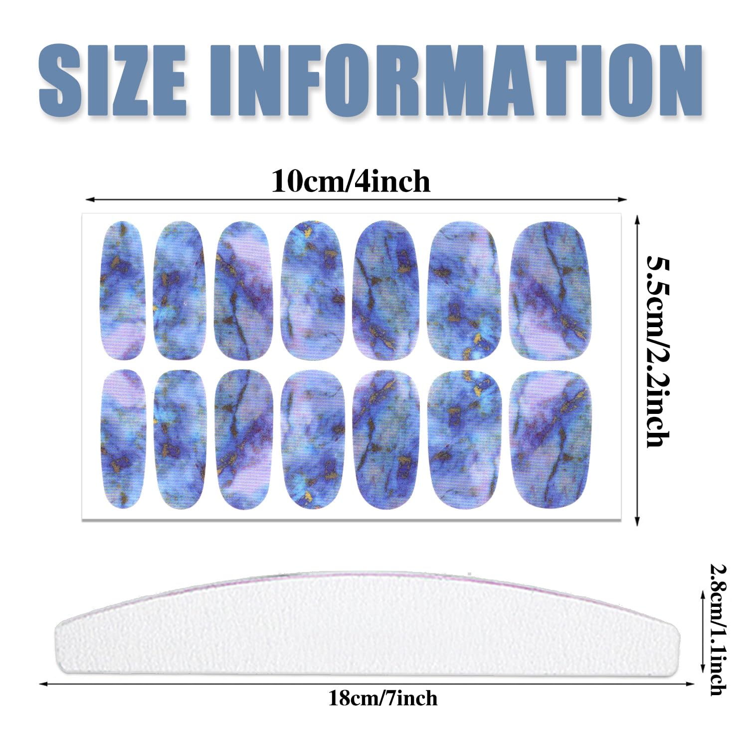 WOKOTO 20 Sheets Gradient Nail Polish Stickers Marble Nail Stickers Full Nail Wraps for Women Nails Gel Nail Strips Peel and Sti