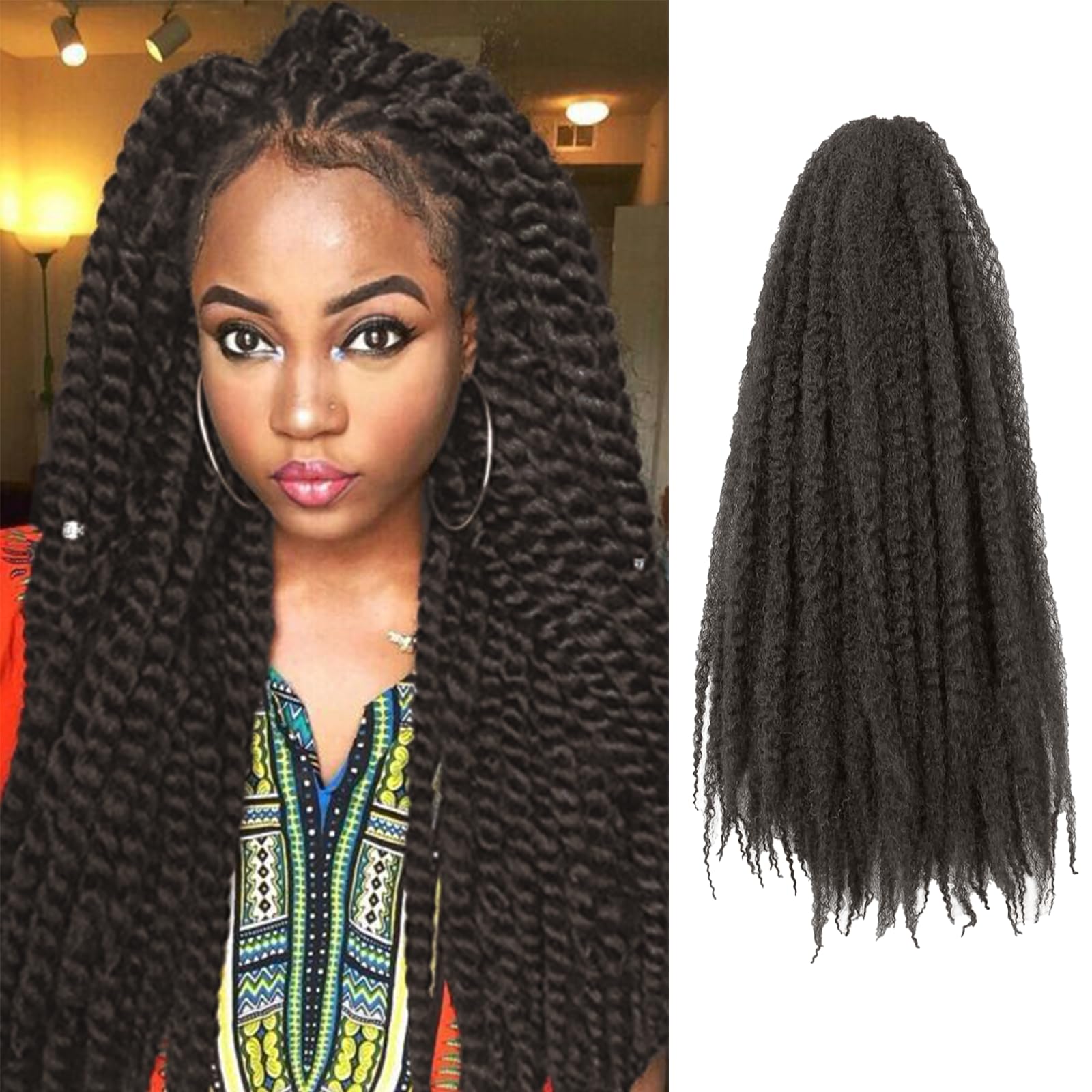 Marley Twist Braiding Hair 22 Inch 6 Packs Marley Hair Afro Marley Twist Hair Marley Hair For Faux Locs, Spring Twist Hair, Butt
