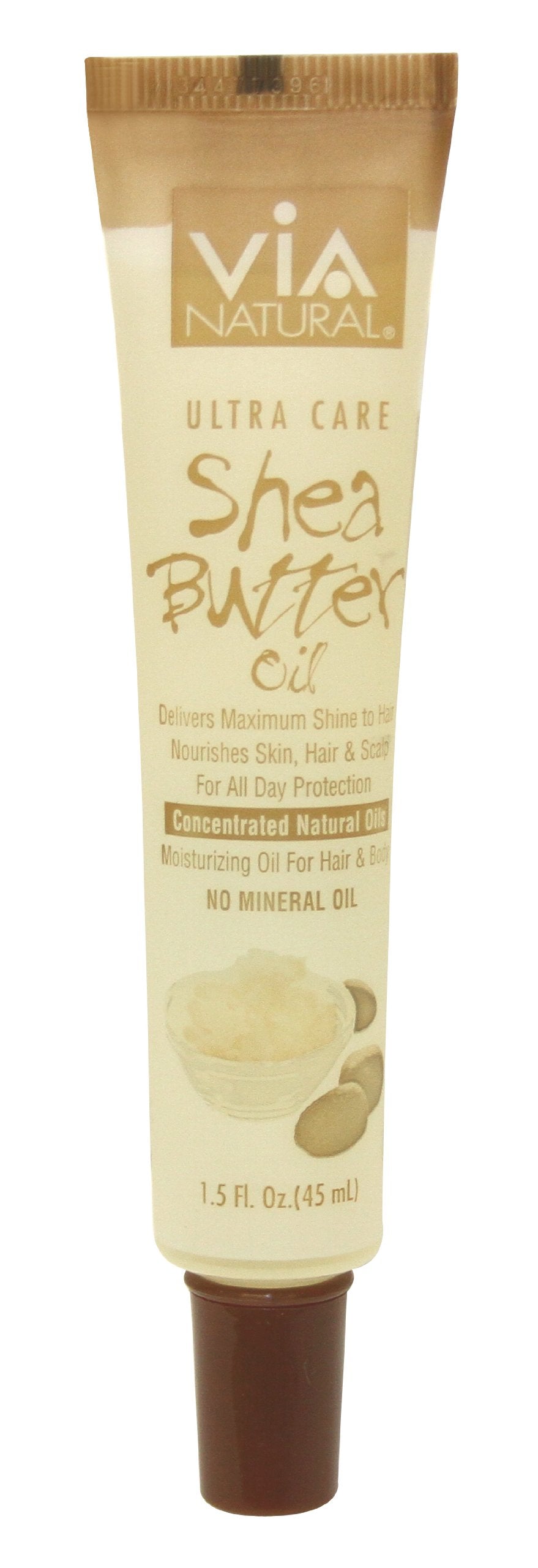 VIA Natural Ultra Care Shea Butter Oil Concentrated Natural Oil 1.5oz  Delivers Maximum Shine to Hair Nourishes Skin, Hair & Sc