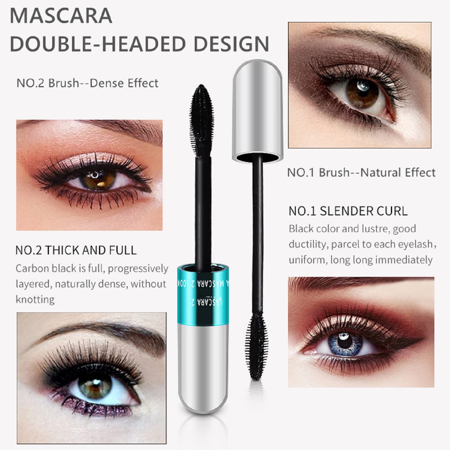 2 Pack Lash Cosmetics Mascara 5X Longer Lash Mascara, 2 In 1 Black Mascara Waterproof Mascara Volume And Length Eye Cosmetics Lo
