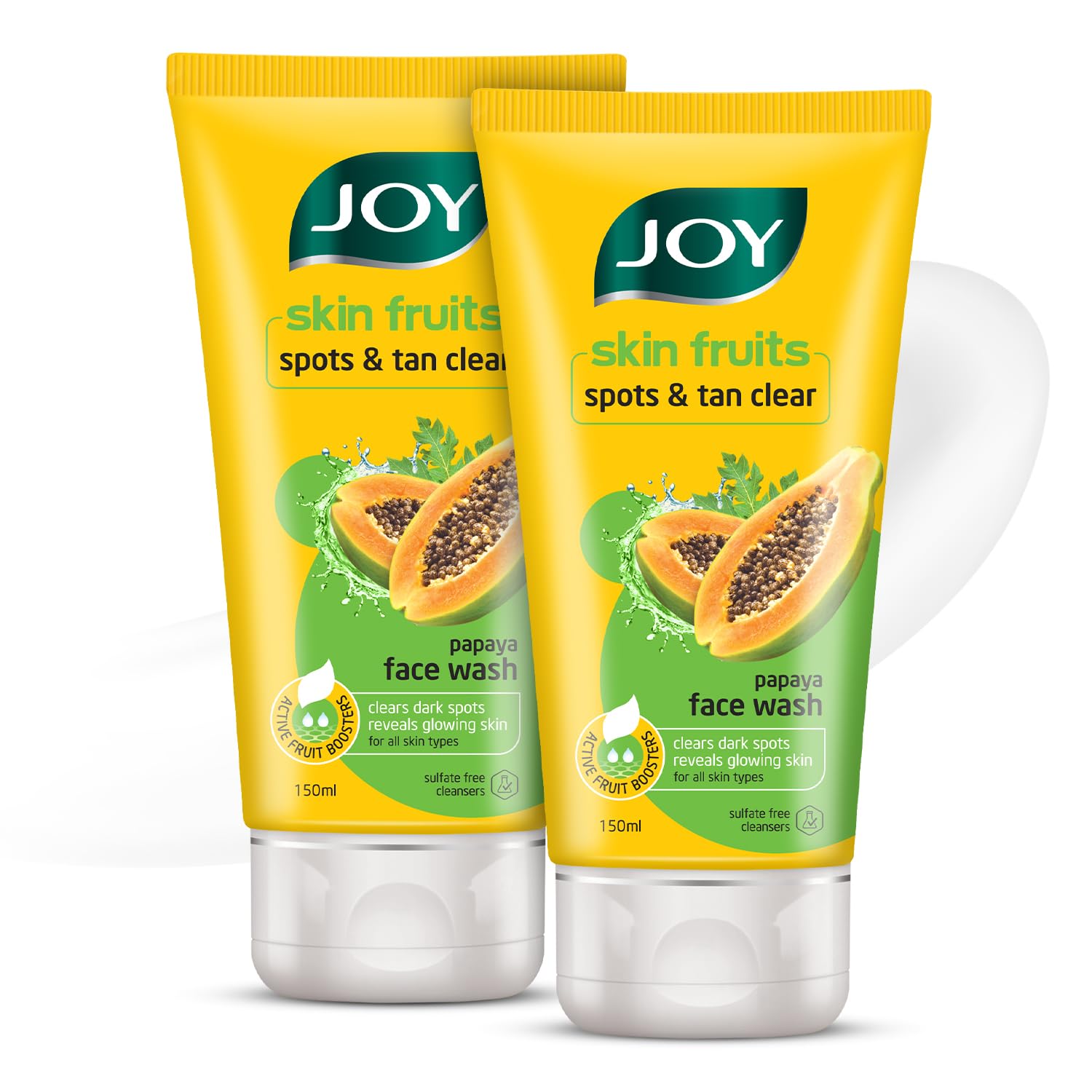 Joy Skin Fruits Spots & Tan Clear Face Wash 150Ml X2 | Enriched With Papaya & Vitamin C + A | For Healthy Glowing Skin | Suitabl