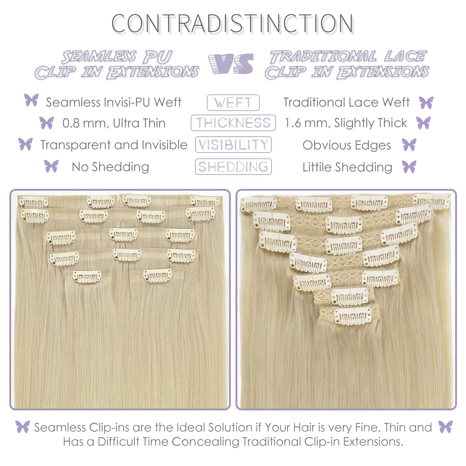 Lacer New Version Invisible Thick Hair Extensions Clip In Human Hair Full Head Silky Straight Glam Seamless Clip In Hair Extensi