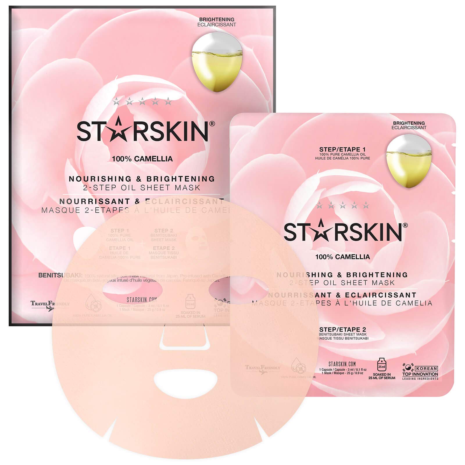 STARSKIN CAMELLIA Nourishing & Brightening 2-Step Oil Sheet Mask