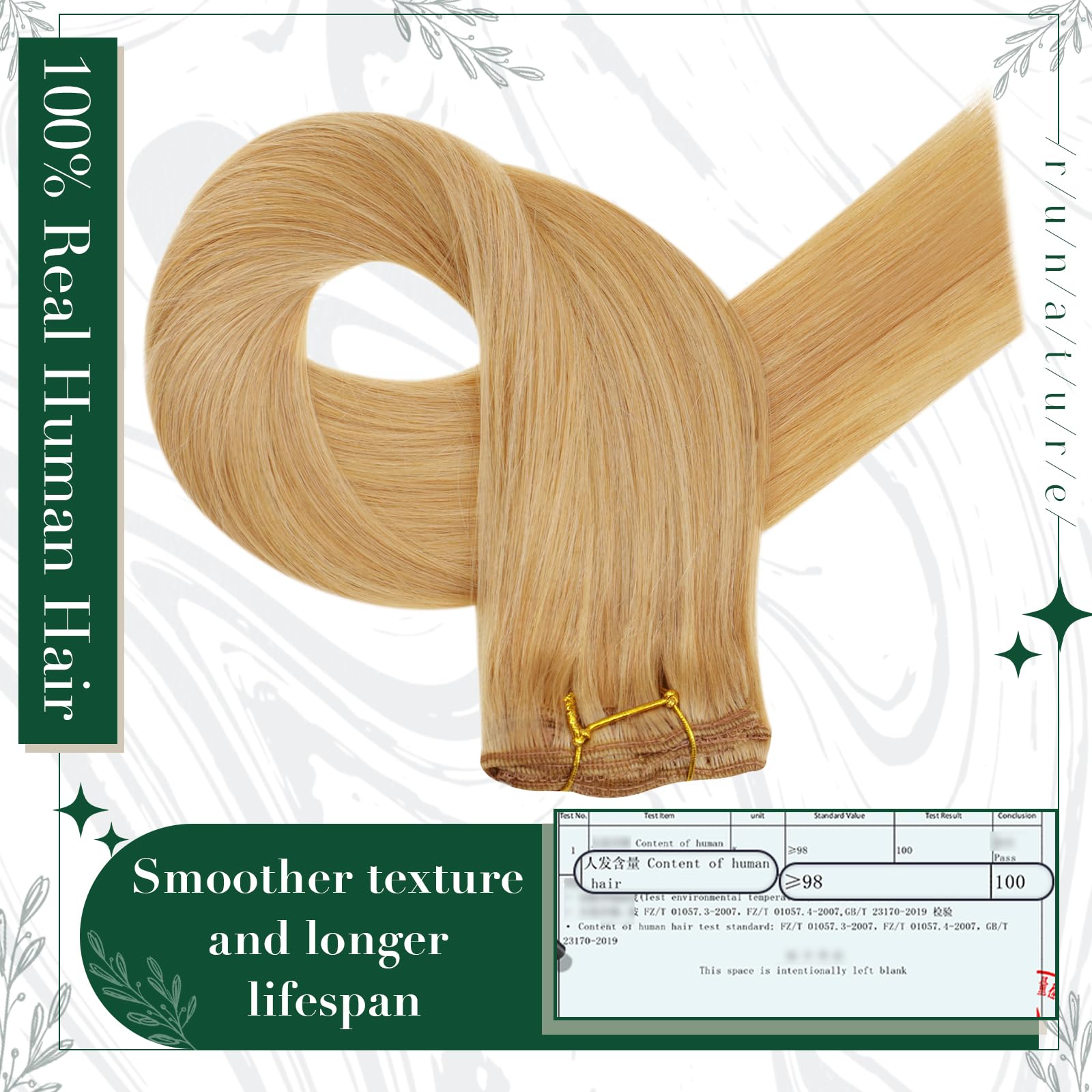 Runature 20 Inch Clip In Hair Extensions Real Human Hair Long Hair Extensions Clip Ins Double Weft Straight Clip In Human Hair E