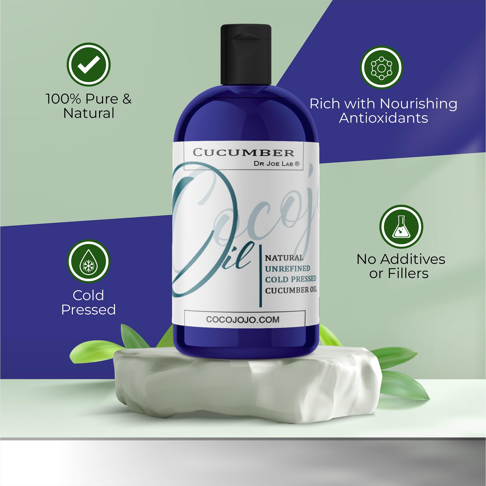 Dr Joe Lab Cucumber Seed Oil - Pure, Unrefined, Cold Pressed, Undiluted, Non-GMO, Virgin Carrier Oil for Skin, Hair, Nails, Body