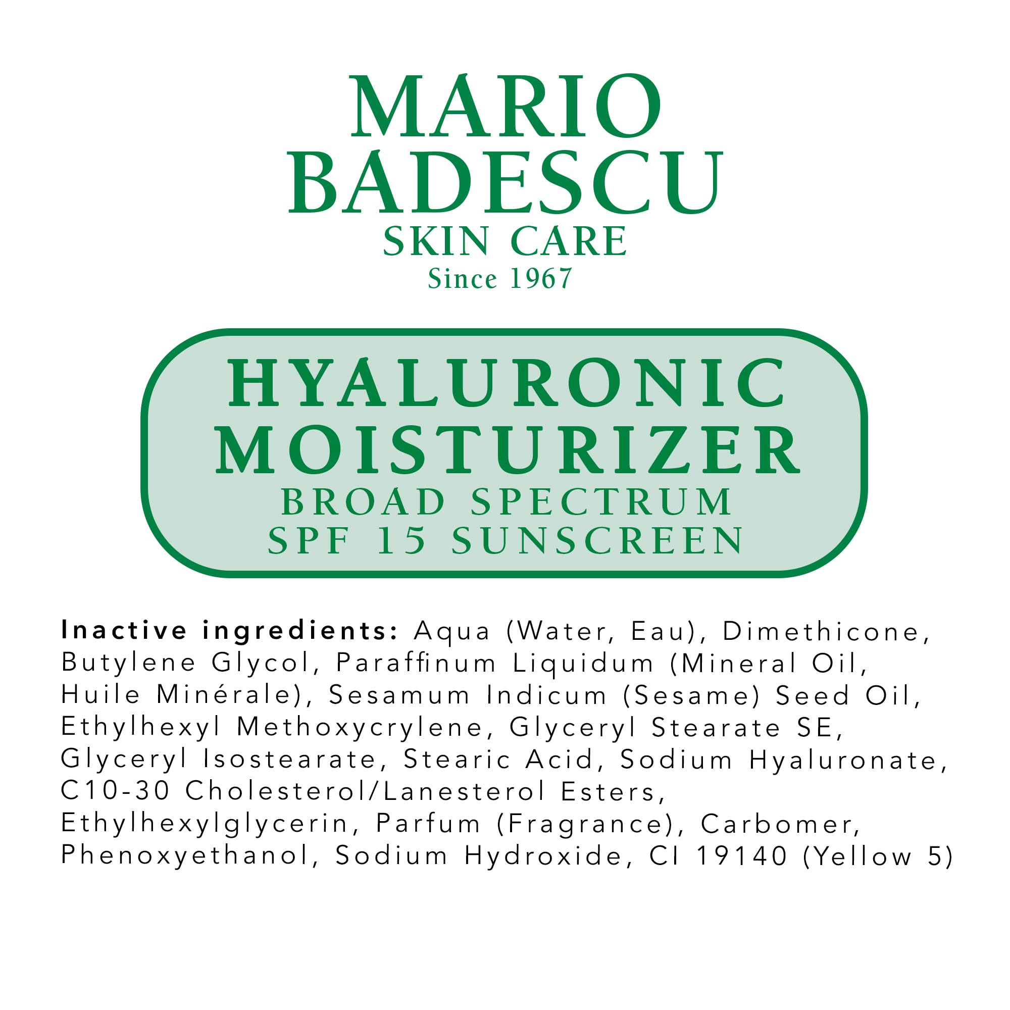 Mario Badescu Hyaluronic Face Moisturizer For Women And Men With Spf 15, Ideal Facial Moisturizer For Combination, Dry Or Sensit