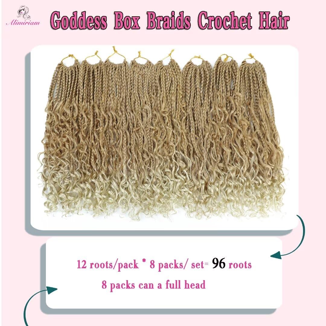 Boho Box Braids Crochet Hair 12 Inch 8 Packs Ombre Box Braid Crochet Hair With Curly Ends Goddess Box Braids Crochet Hair Extens
